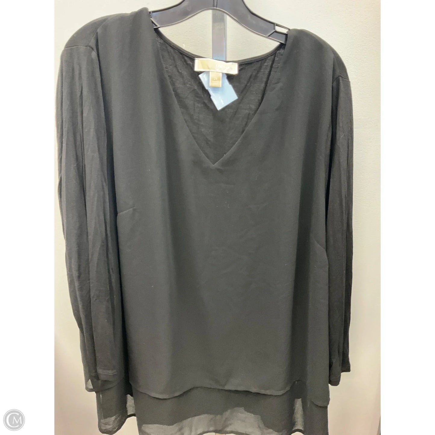 Top Long Sleeve By Michael By Michael Kors In Black, Size: 2x