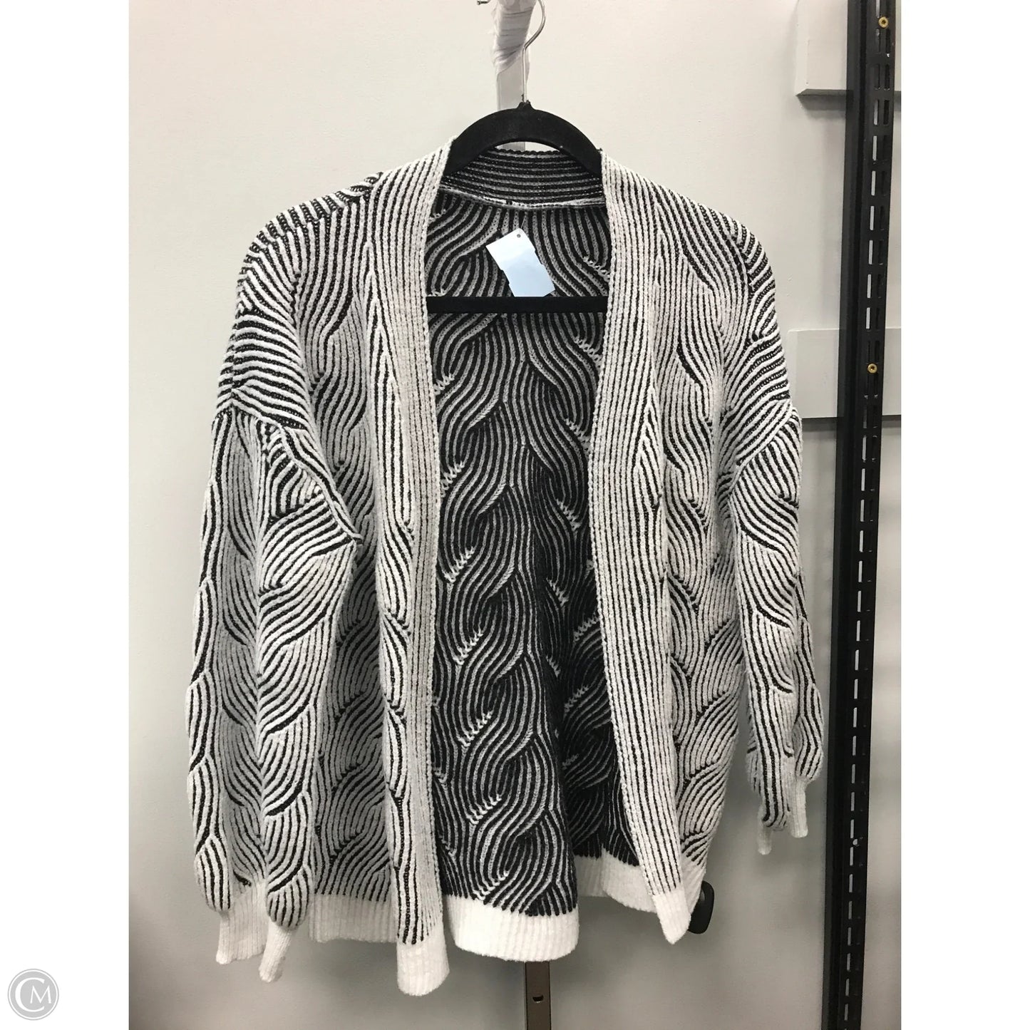 Sweater Cardigan By Shein In Black & White, Size: S