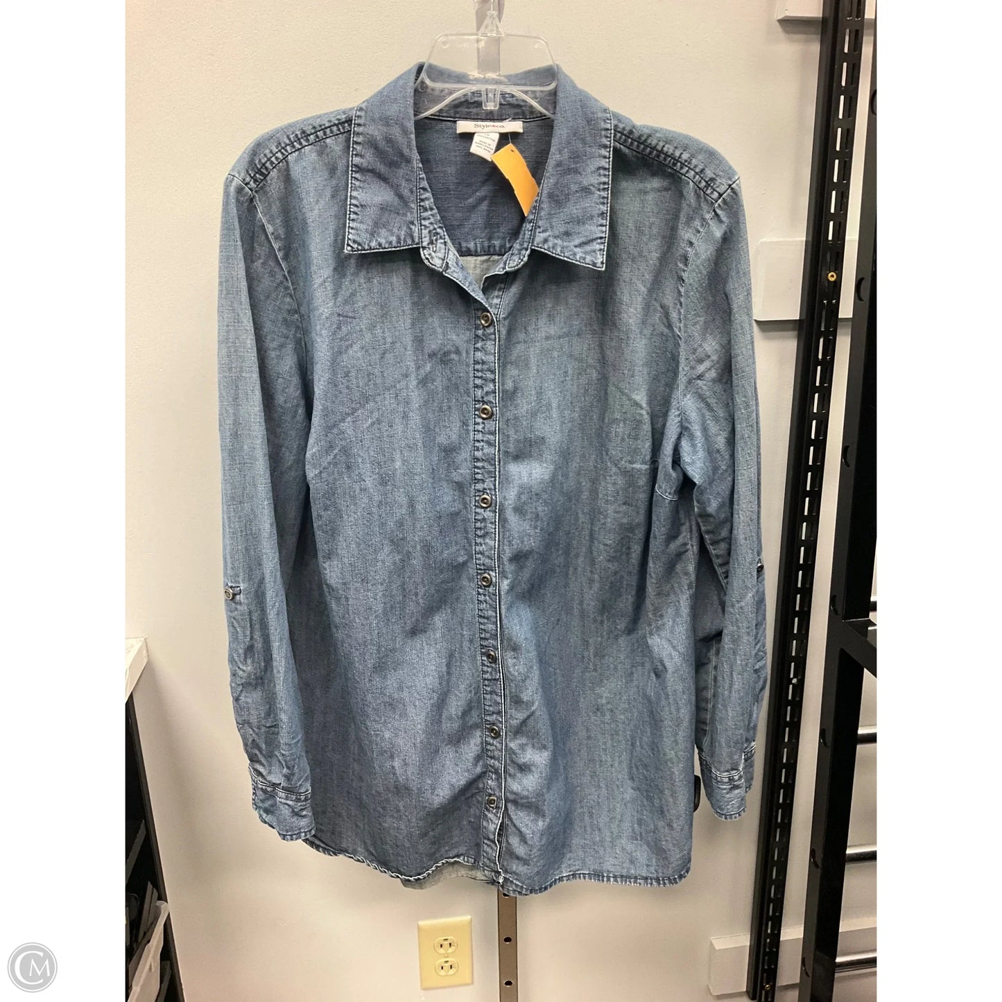 Top Long Sleeve By Style And Company In Blue Denim, Size: 18