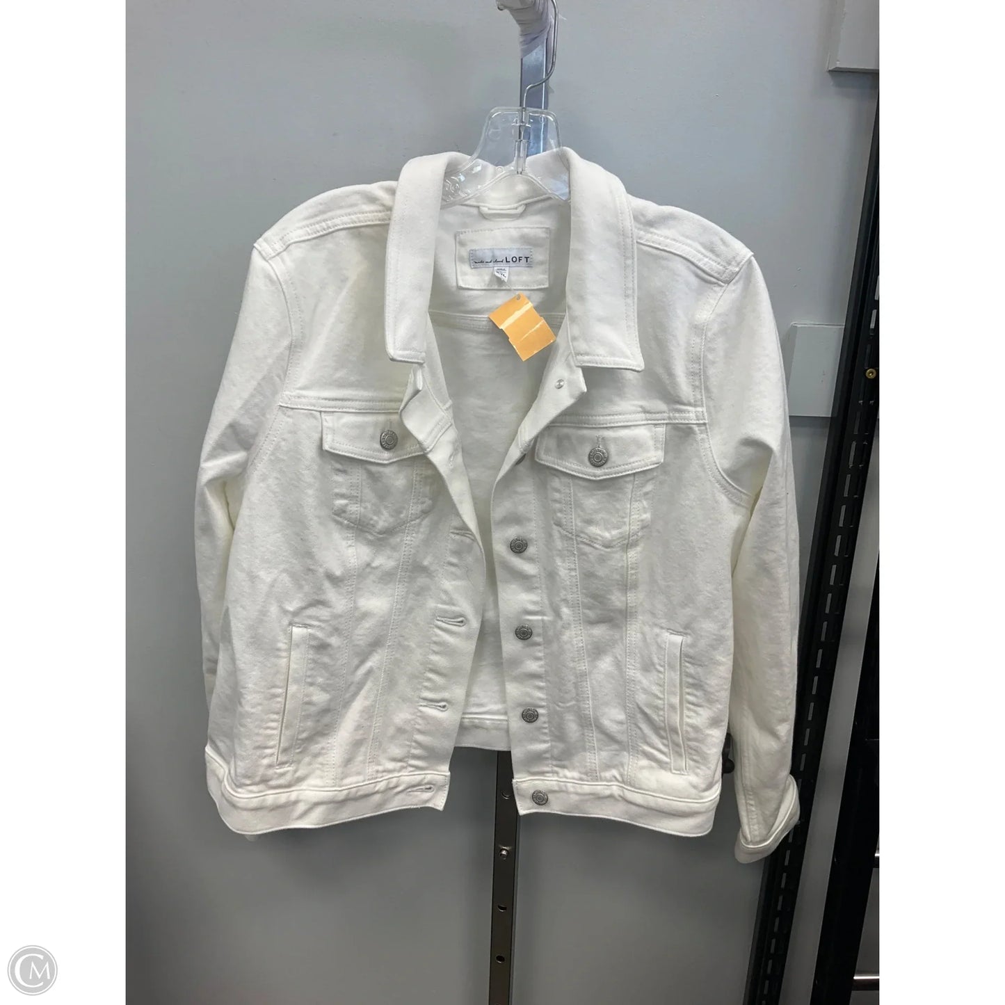 Jacket Denim By Loft In White Denim, Size: Xxl