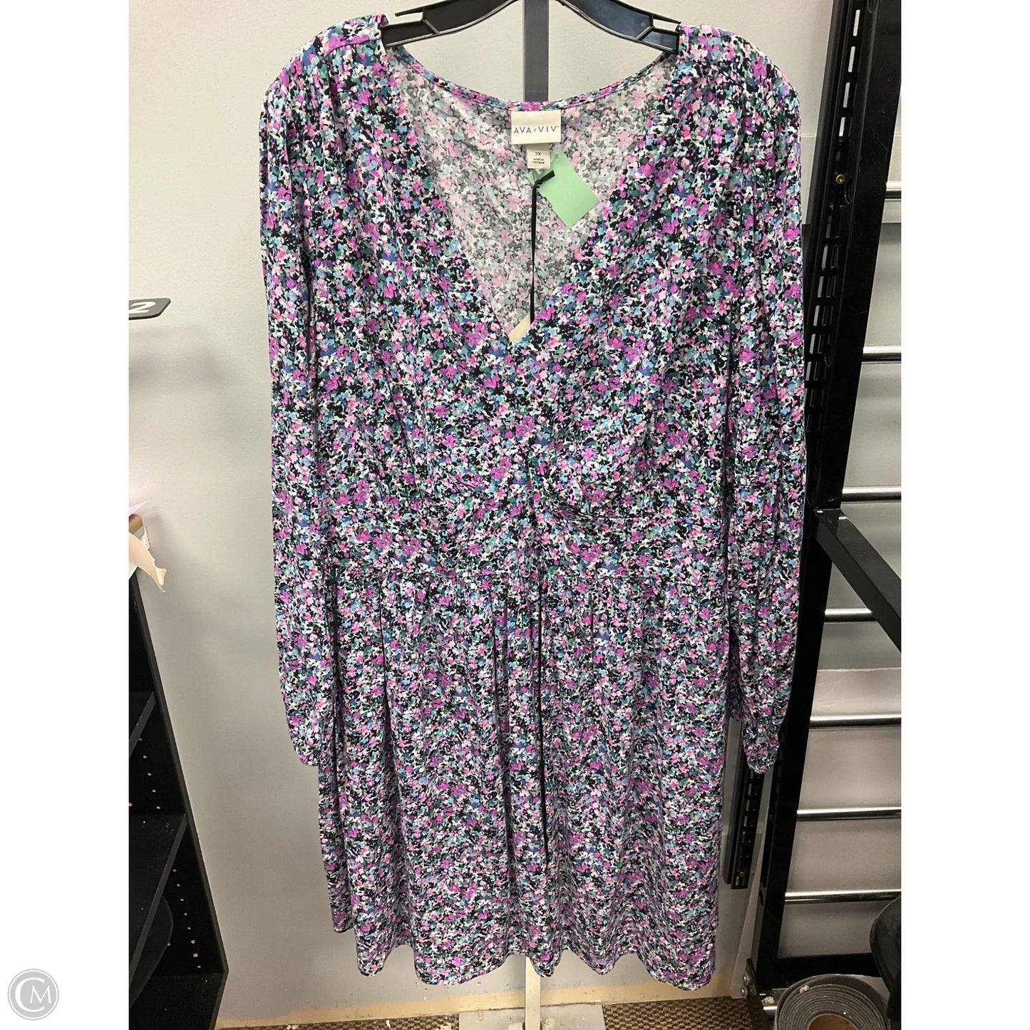 Dress Casual Short By Ava & Viv In Floral Print, Size: 2x