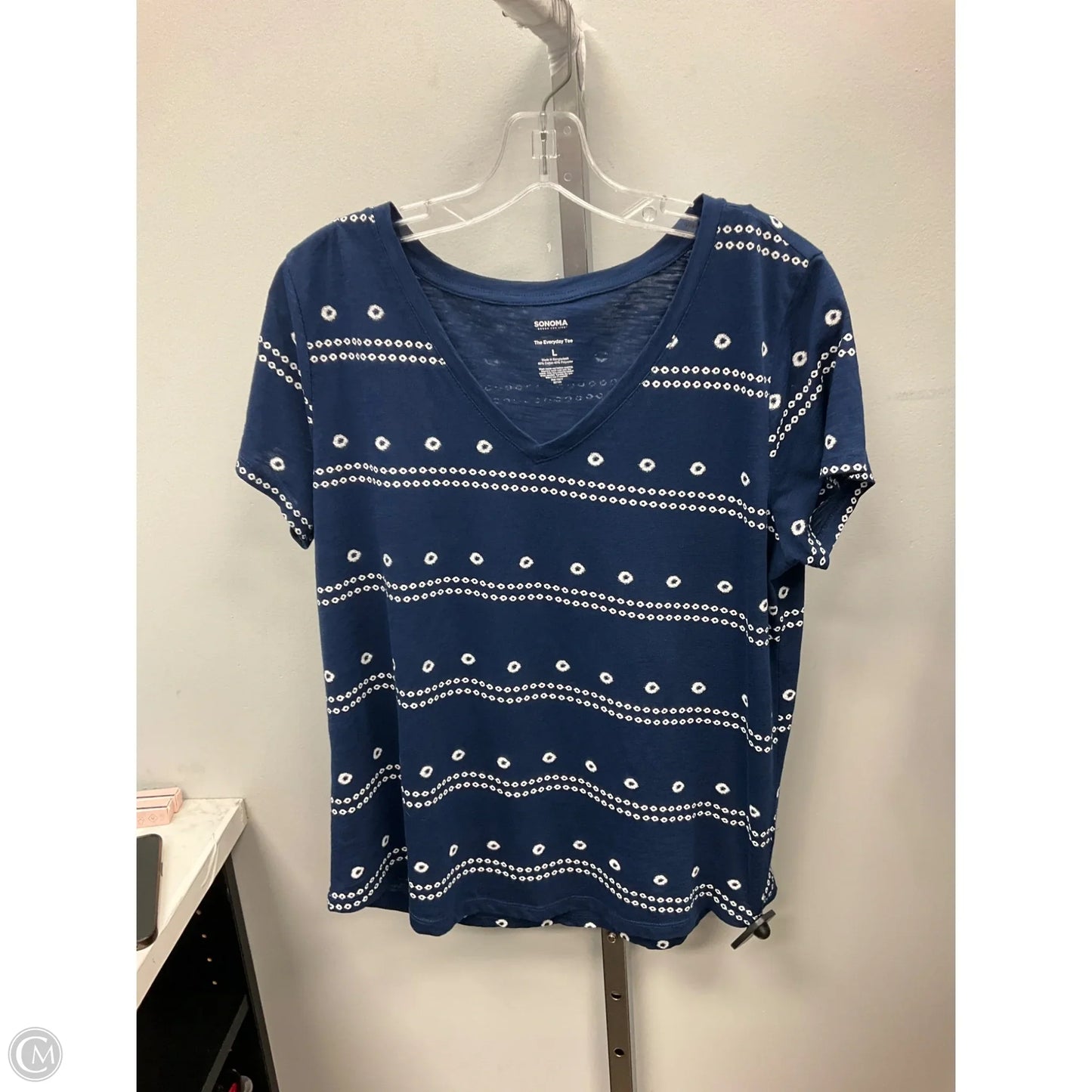 Top Short Sleeve By Sonoma In Navy, Size: L