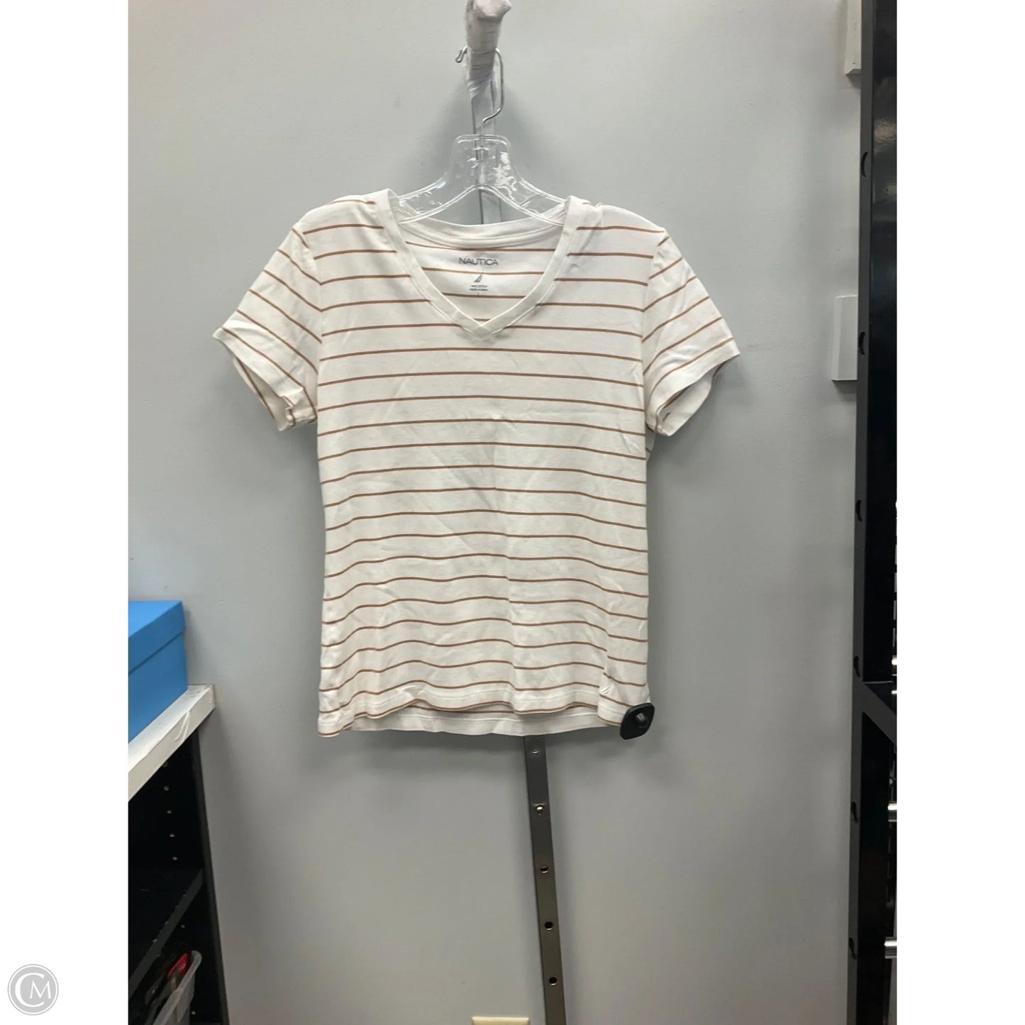 Top Short Sleeve By Nautica In Striped Pattern, Size: L