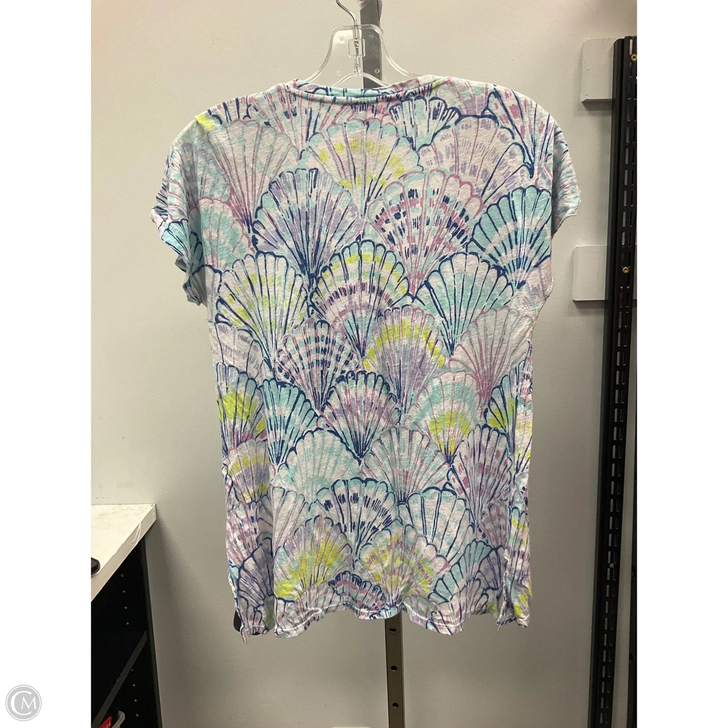 Top Short Sleeve Designer By Lilly Pulitzer In Blue & Purple, Size: M