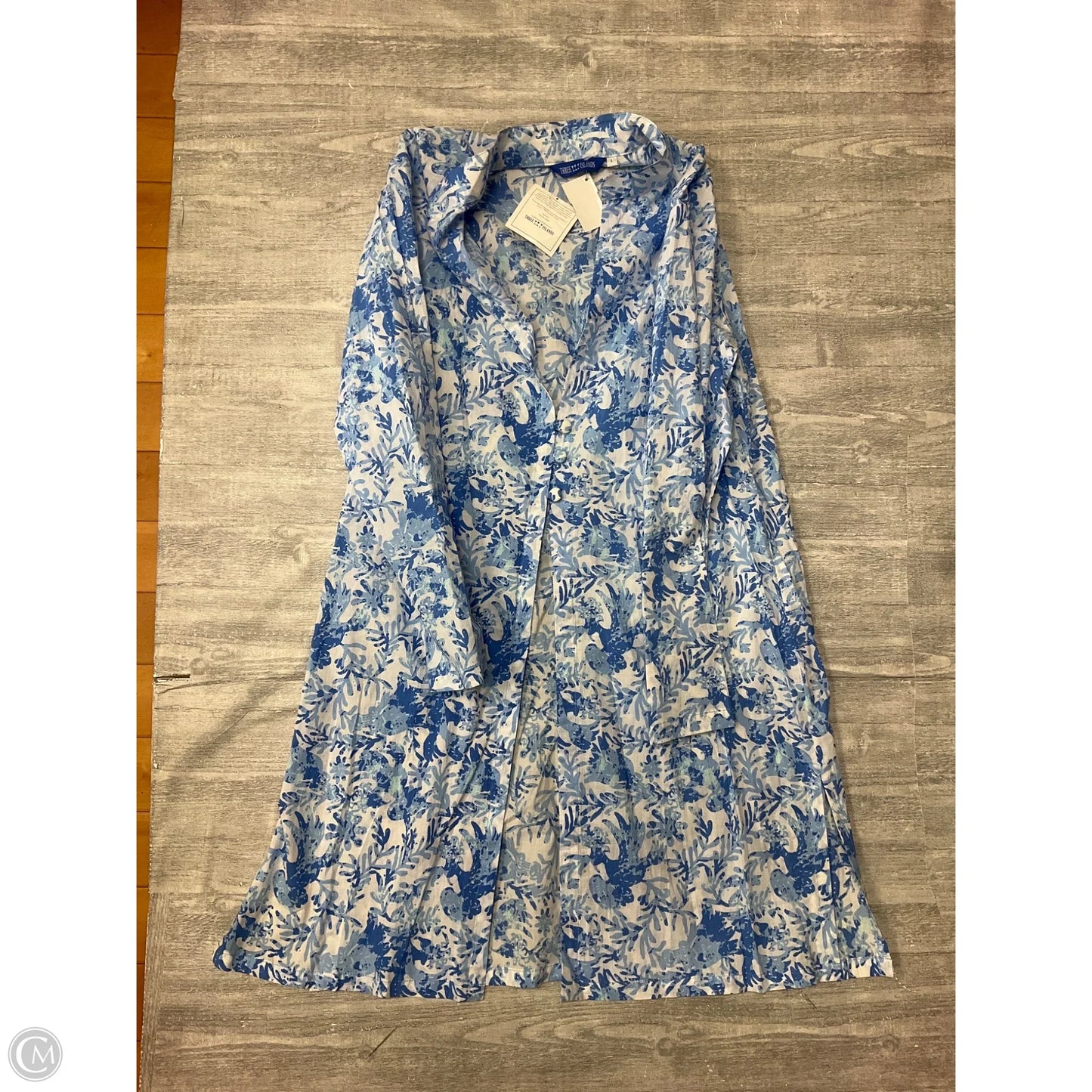 Swimwear Cover-up By Clothes Mentor In Blue & White, Size: L