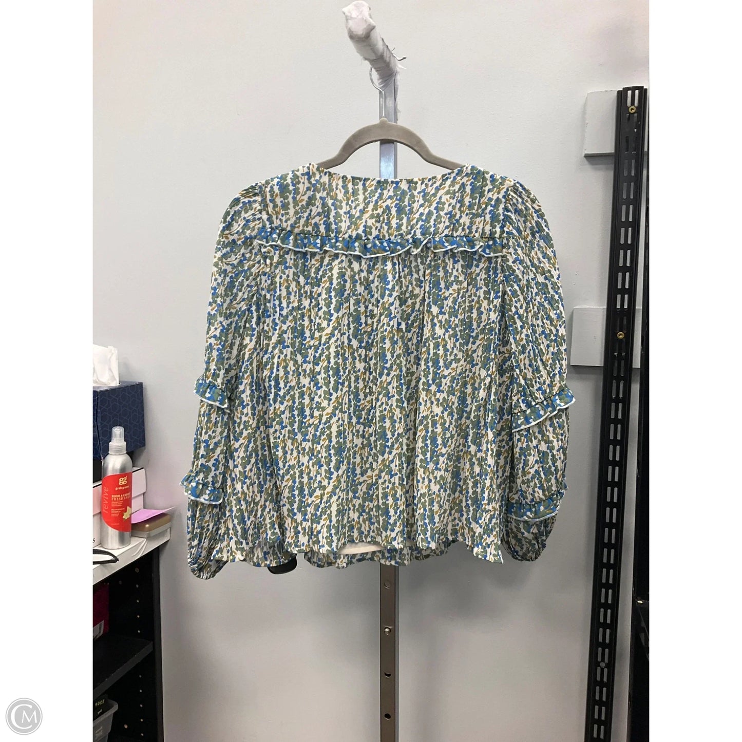 Top Long Sleeve By Maeve In Blue & Green, Size: Xxsp