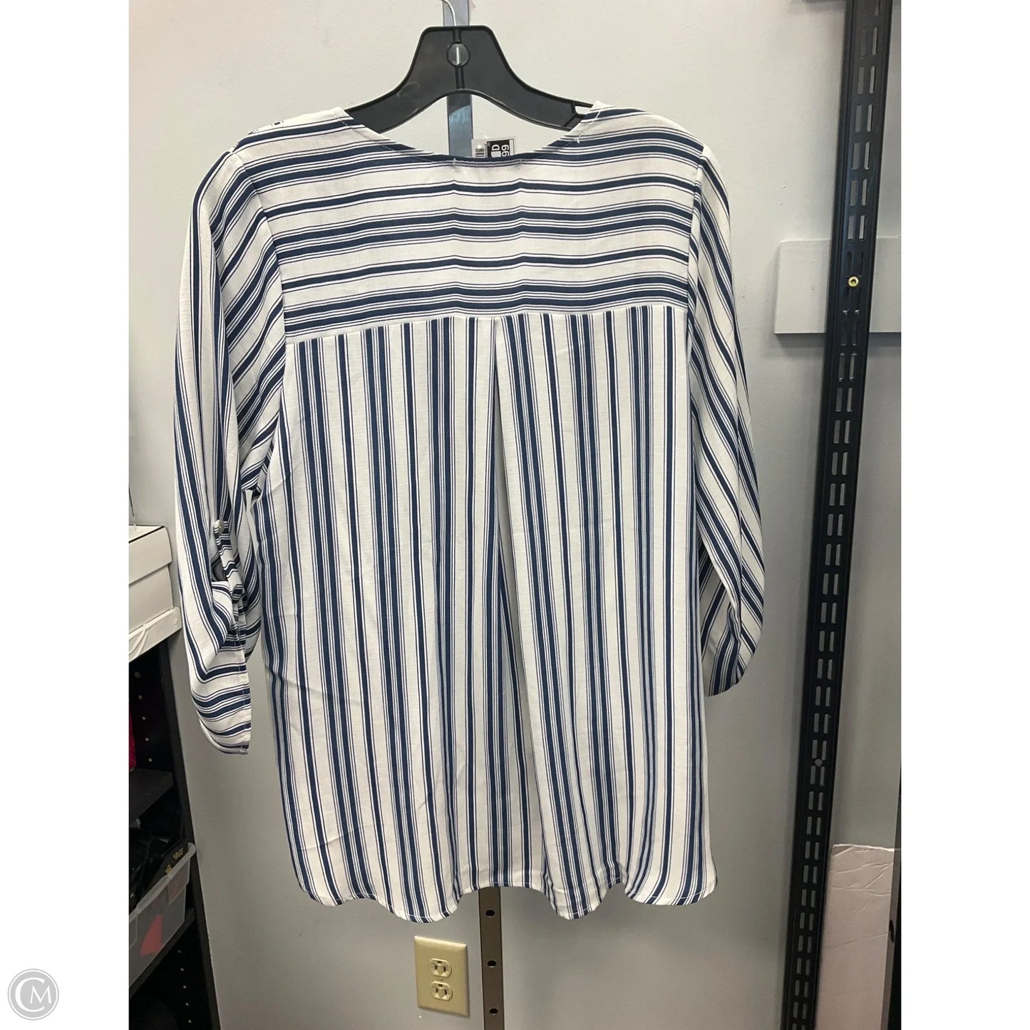 Top Long Sleeve By West Kei In Blue & White, Size: M