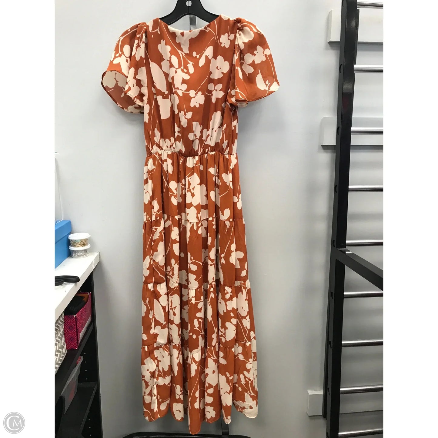 Dress Casual Midi By Abercrombie And Fitch In Orange & White, Size: Xs