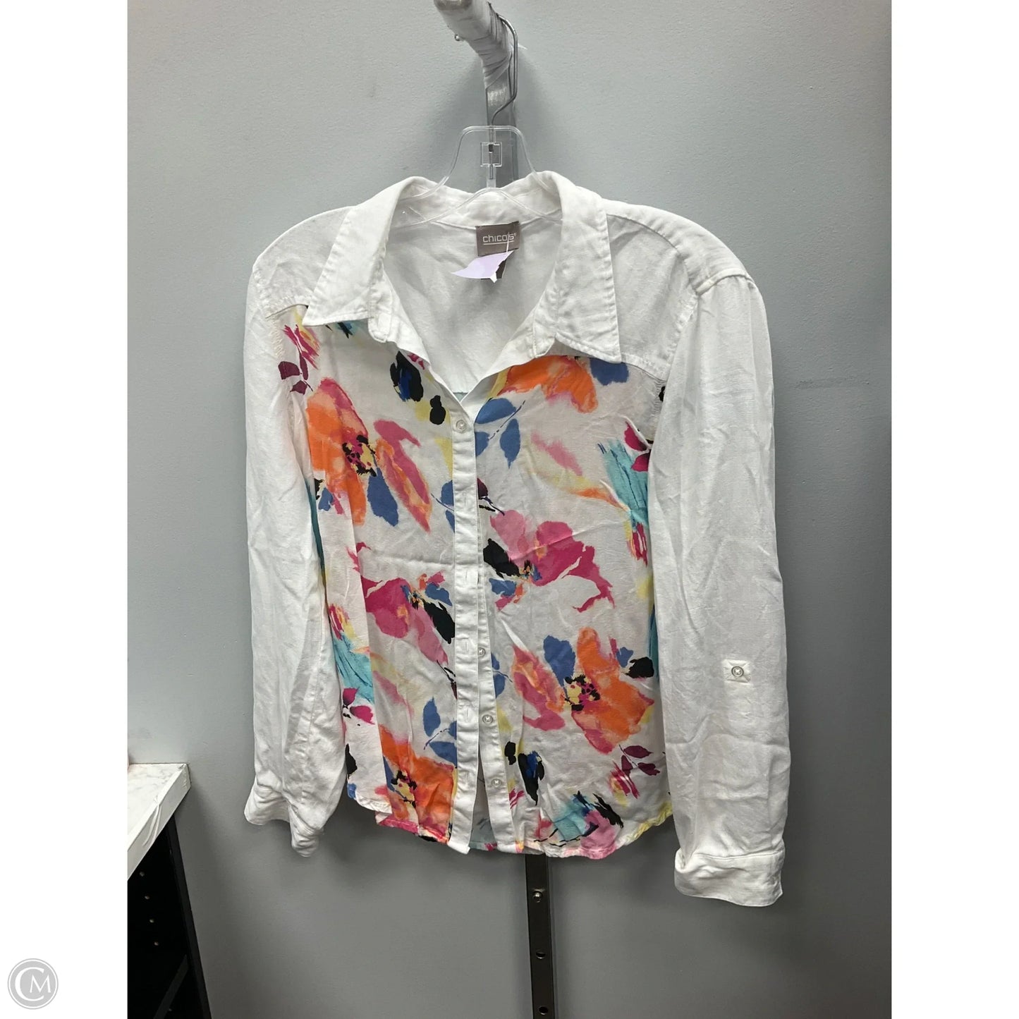 Top Long Sleeve By Chicos In Floral Print, Size: M
