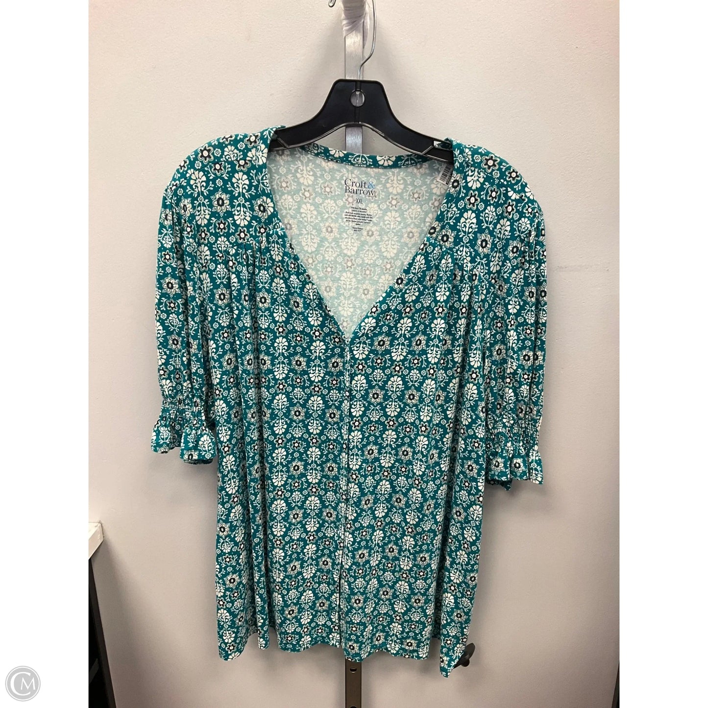 Top Short Sleeve By Croft And Barrow In Teal, Size: Xxl