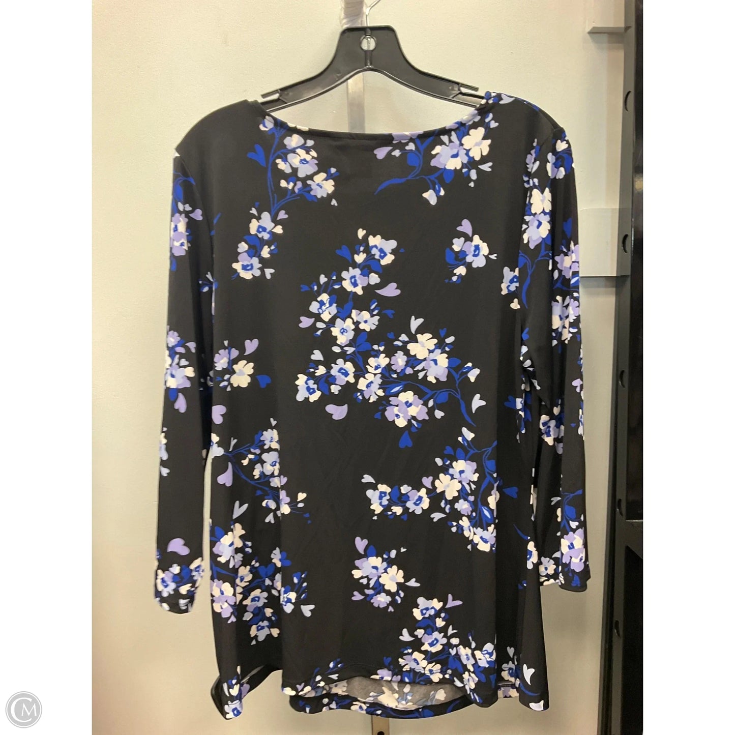 Top 3/4 Sleeve By Liz Claiborne In Black & Blue, Size: L
