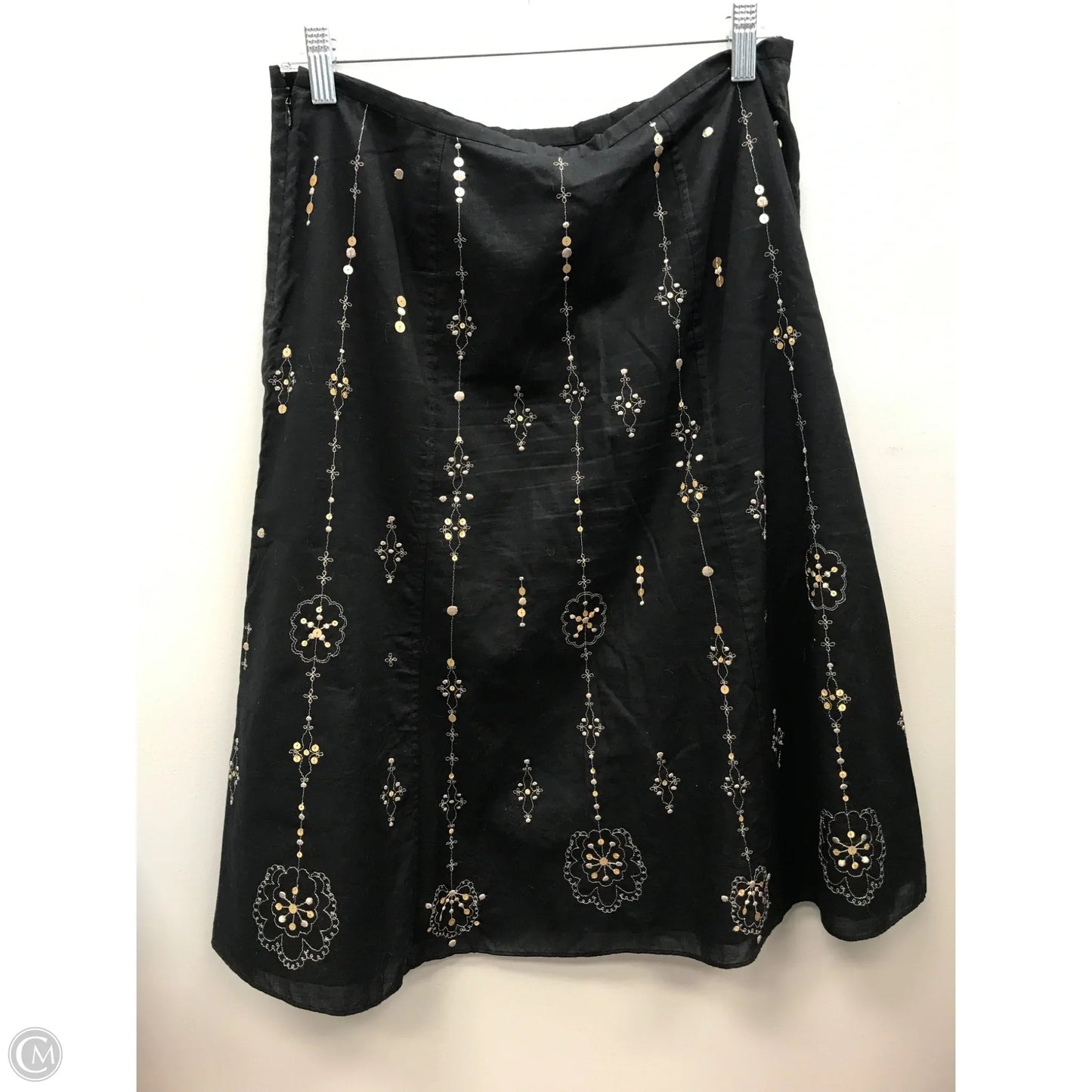 Skirt Midi By Ann Taylor In Black & Gold, Size: 8p