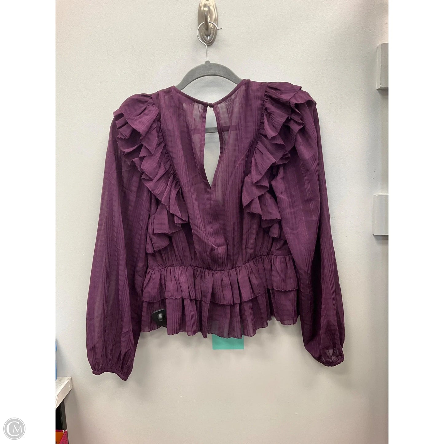 Blouse Long Sleeve By Express In Purple, Size: S