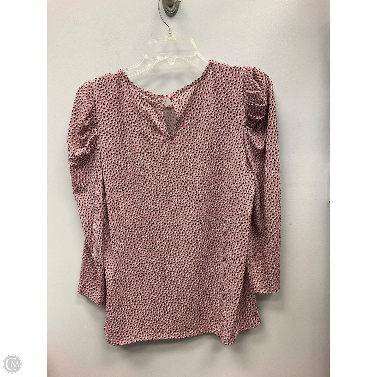 Top Long Sleeve By Adrianna Papell In Black & Pink, Size: S