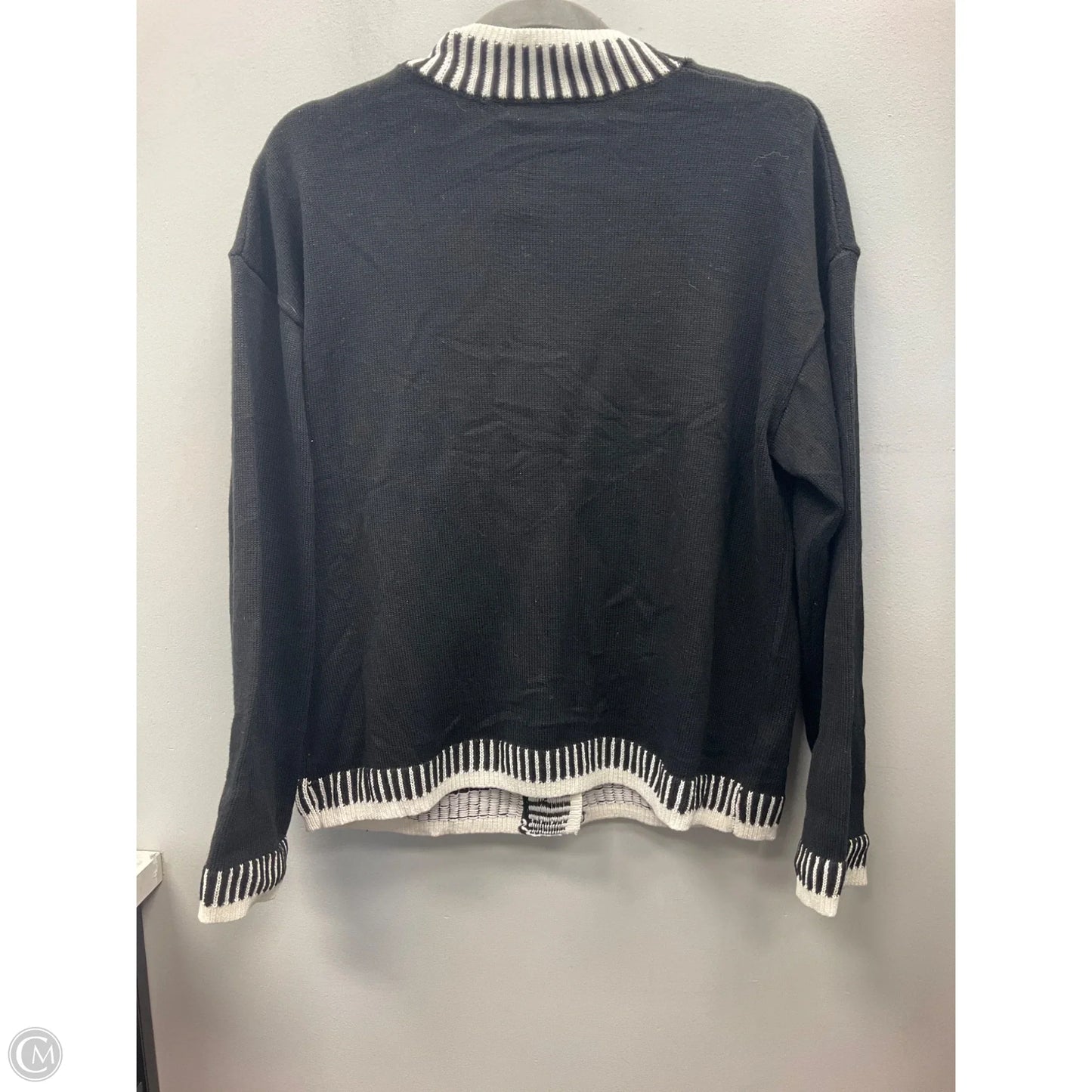 Sweater Cardigan By Prettygarden In Black & White, Size: S