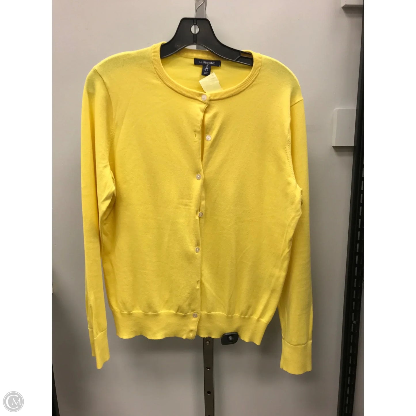 Sweater Cardigan By Lands End In Yellow, Size: M