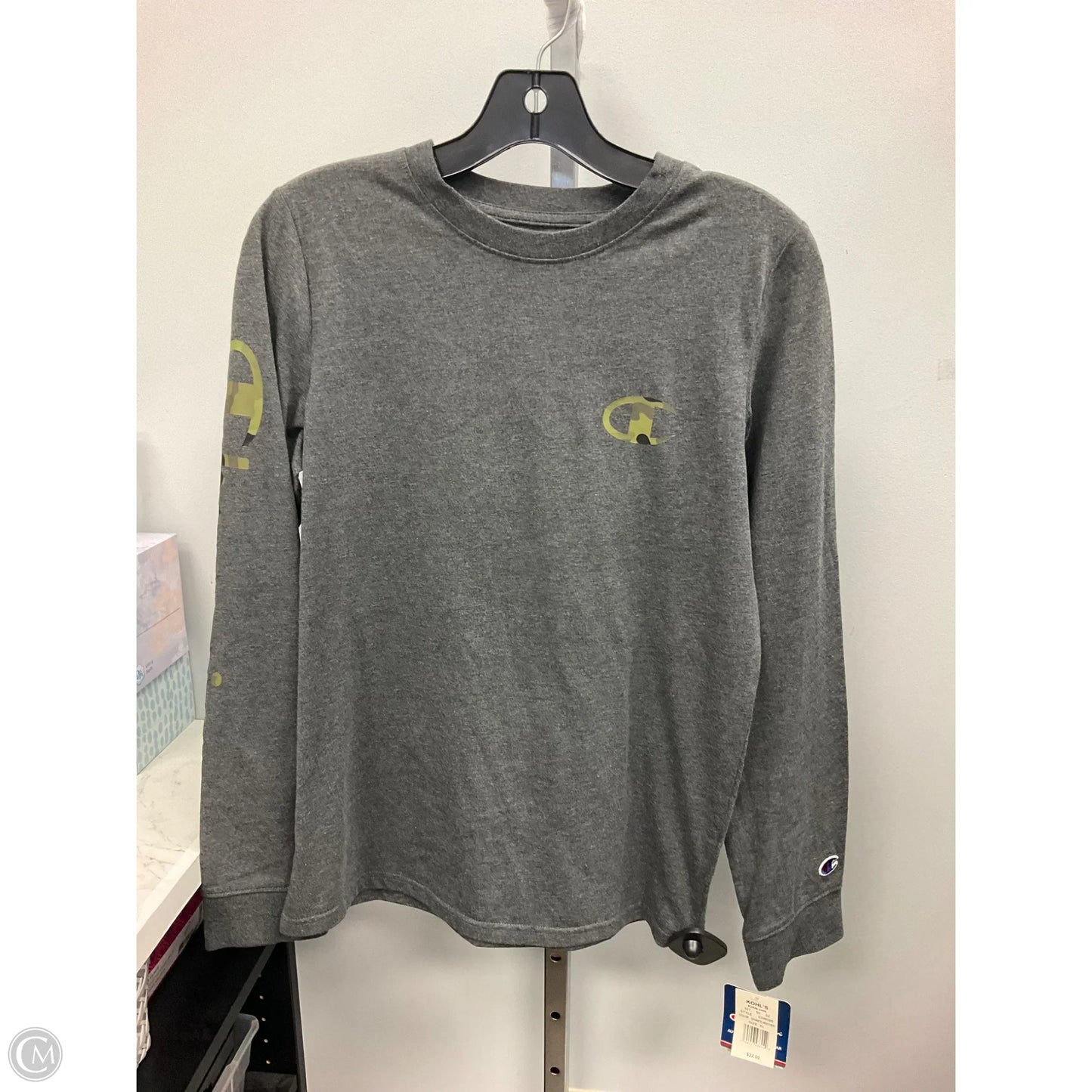 Top Long Sleeve By Champion In Grey, Size: Xl
