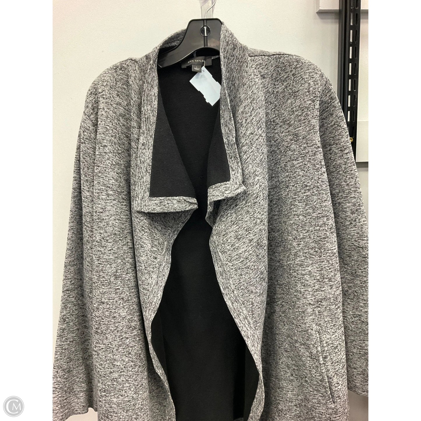 Sweater Cardigan By Ann Taylor In Grey, Size: L