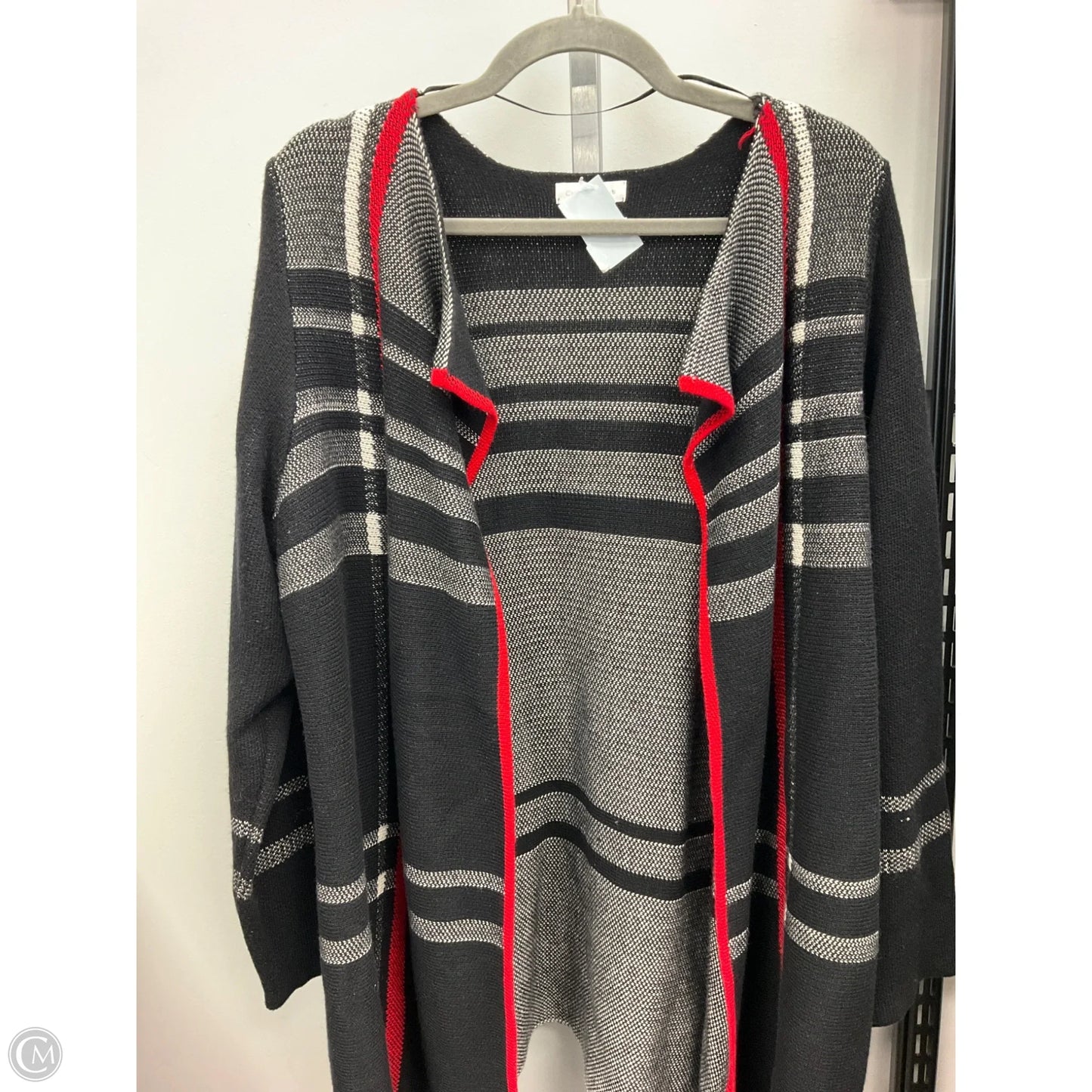 Sweater Cardigan By Charter Club In Plaid Pattern, Size: 1x