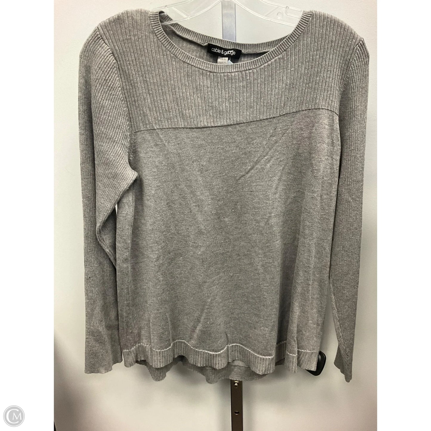 Top Long Sleeve By Cable And Gauge In Grey, Size: L