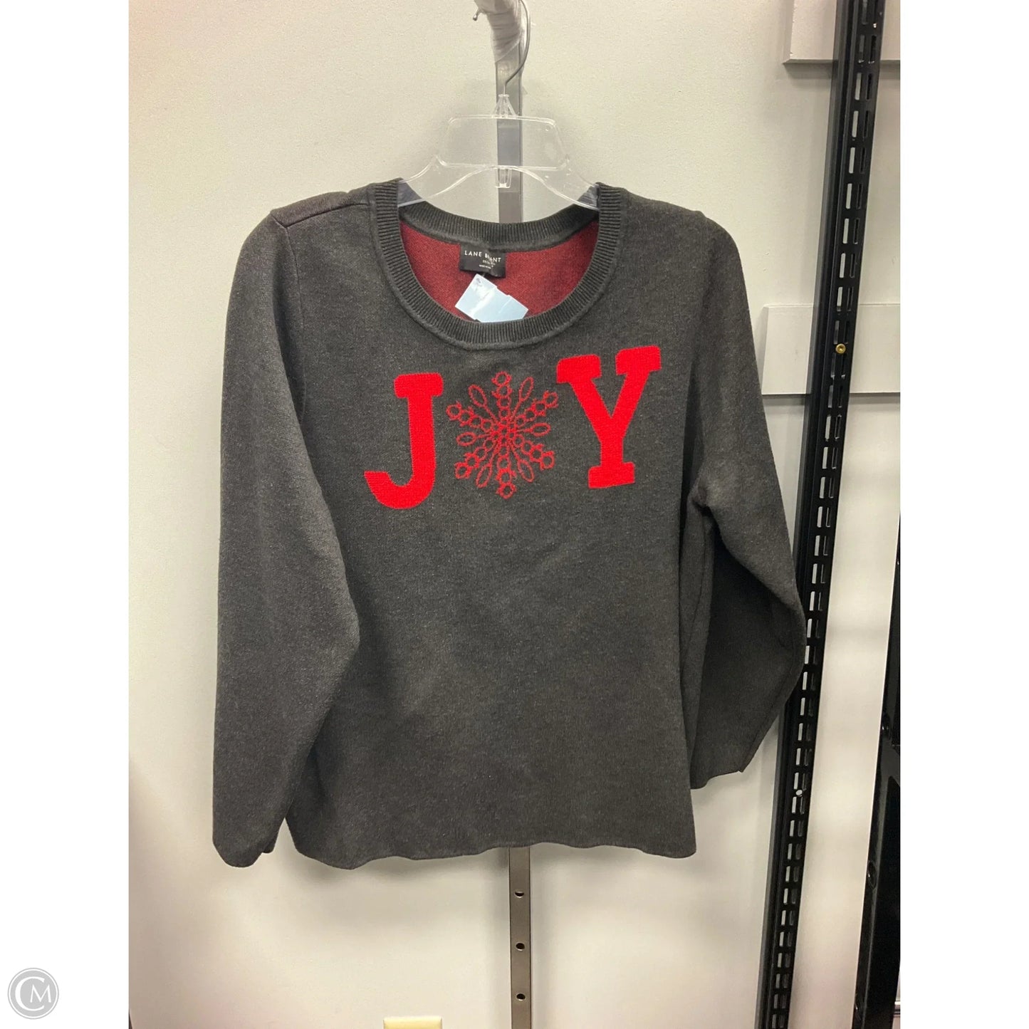Sweater By Lane Bryant In Grey & Red, Size: 18
