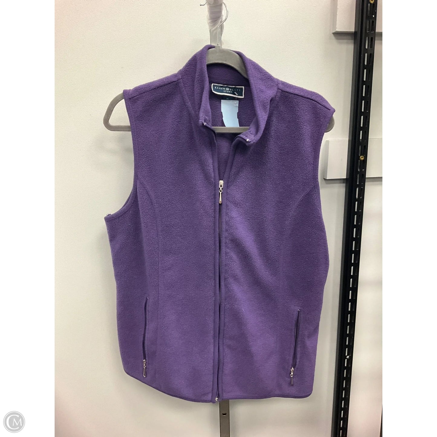 Vest Fleece By Karen Scott In Purple, Size: Xl