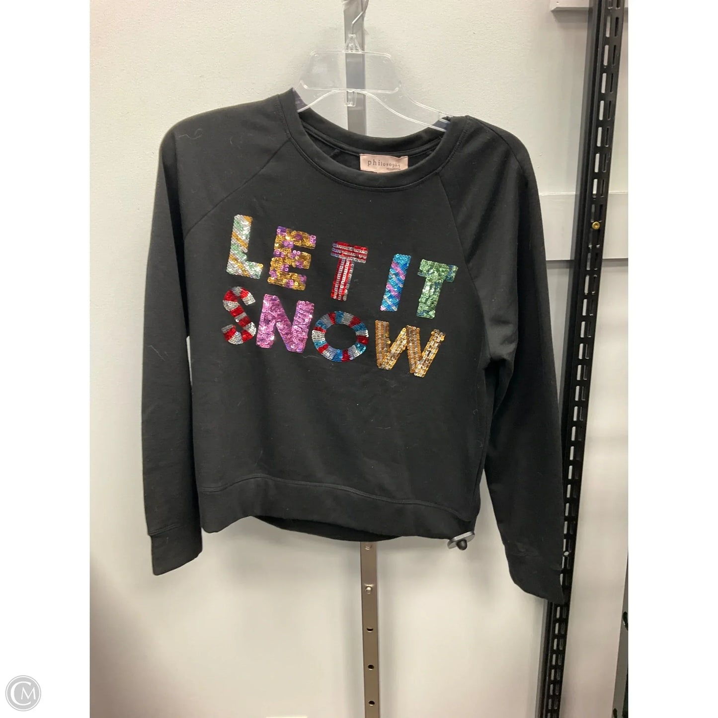 Top Long Sleeve By Philosophy In Black, Size: M