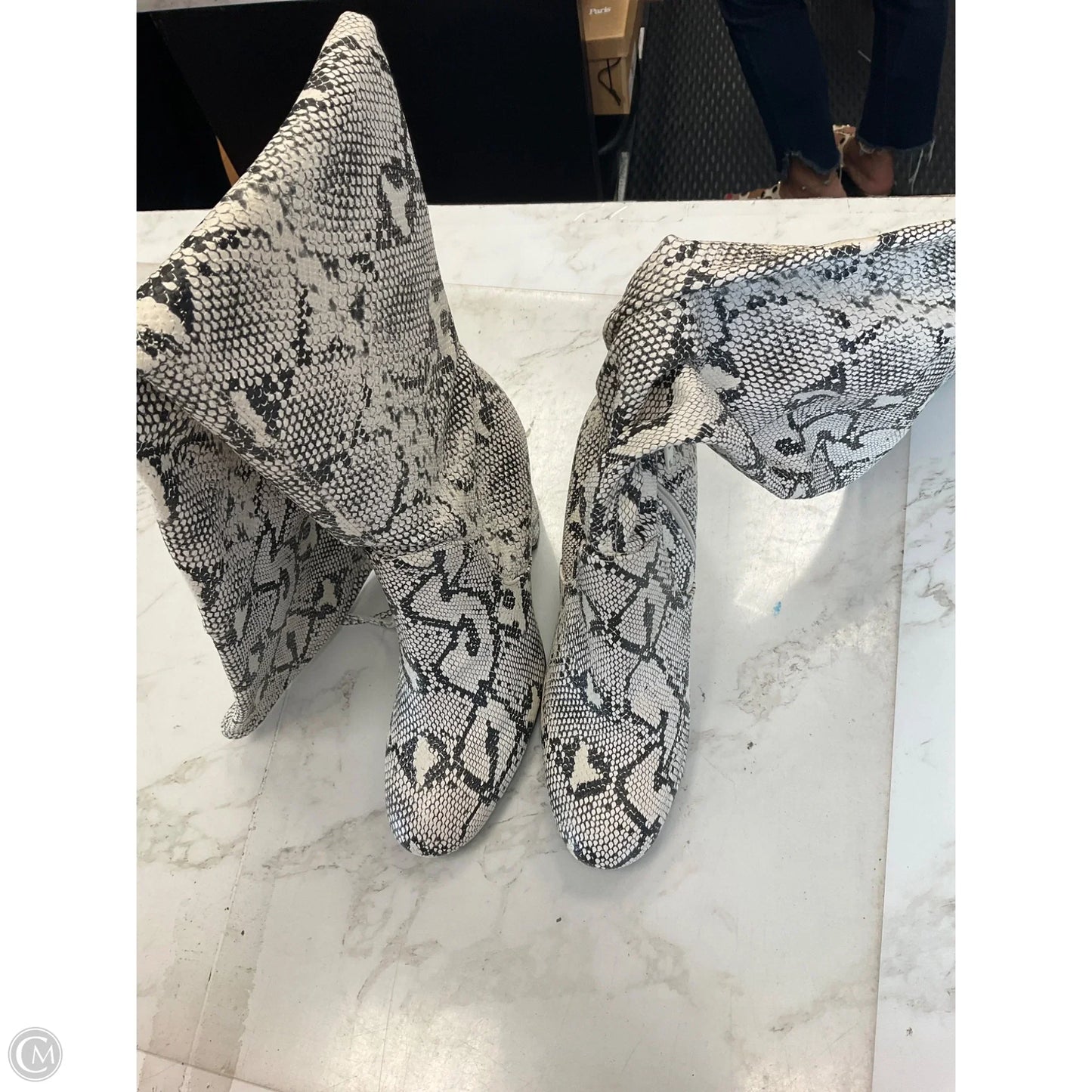 Boots Knee Heels By Unisa In Snakeskin Print, Size: 6.5