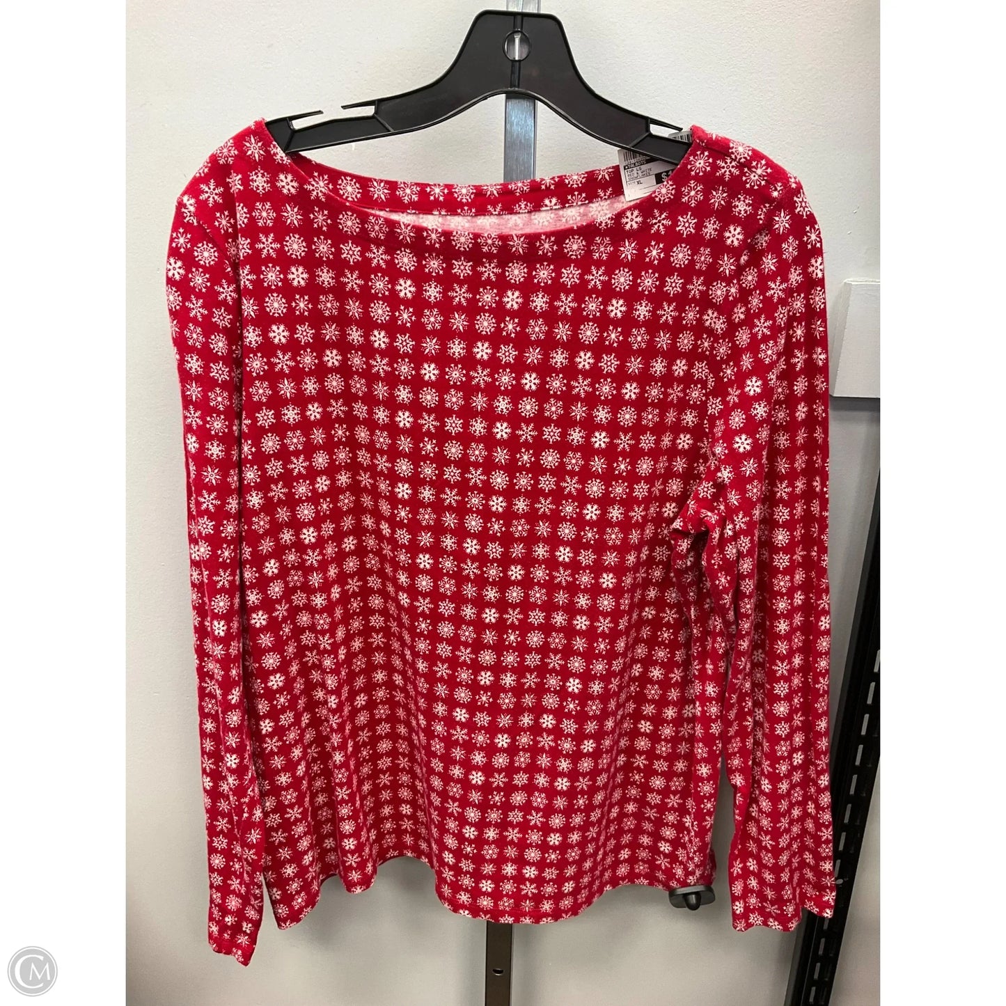 Top Long Sleeve By Talbots In Red & White, Size: Xl