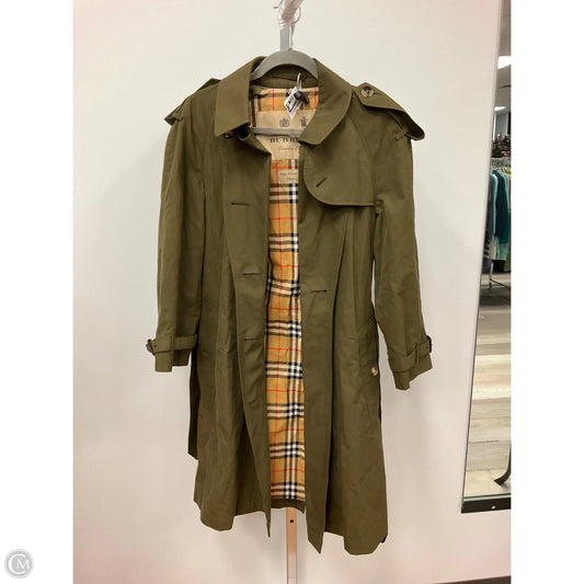 Coat Luxury Designer By Burberry In Green, Size: 2