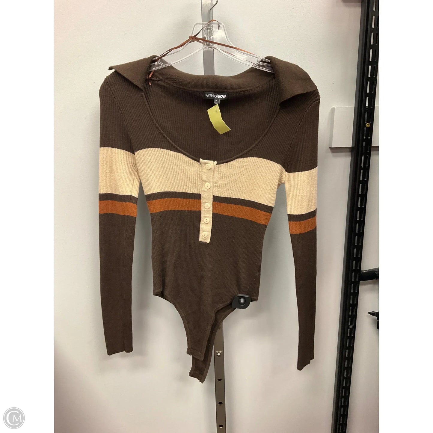 Top Long Sleeve By Fashion Nova In Brown, Size: M