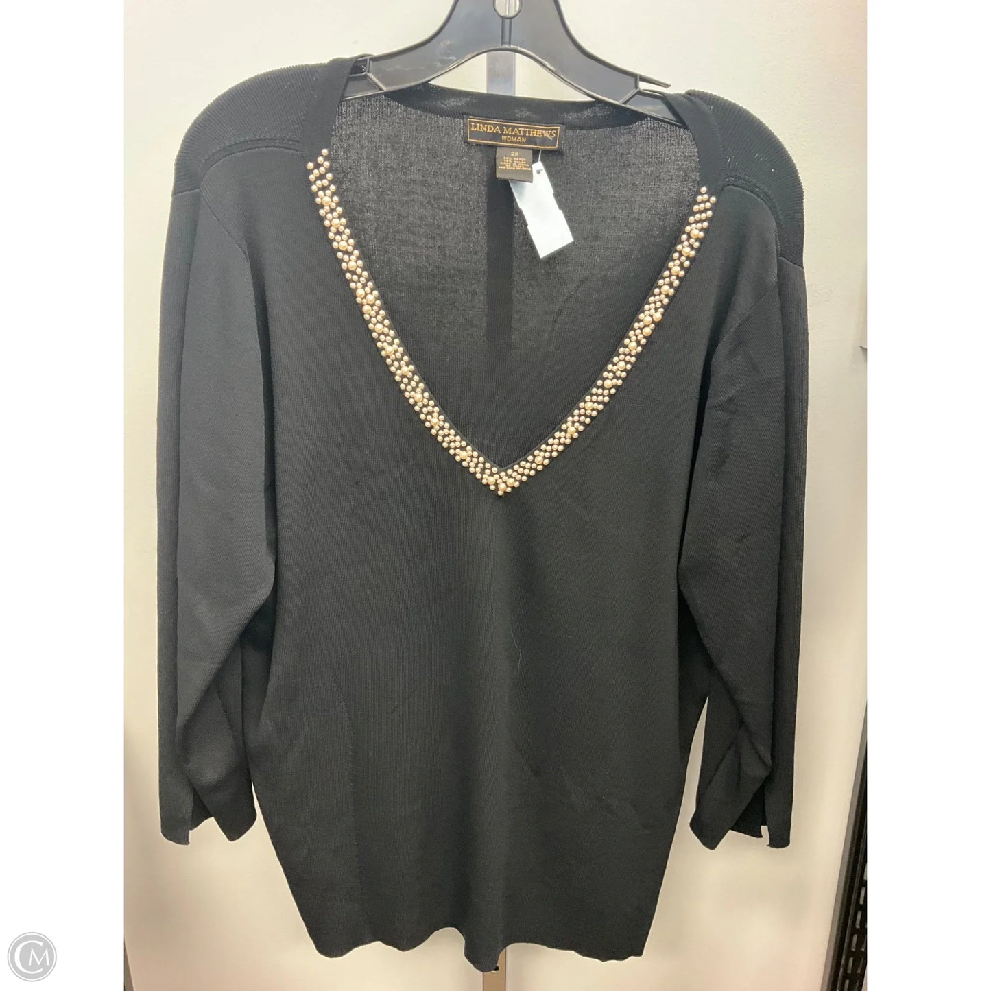 Top 3/4 Sleeve By Clothes Mentor In Black, Size: 2x