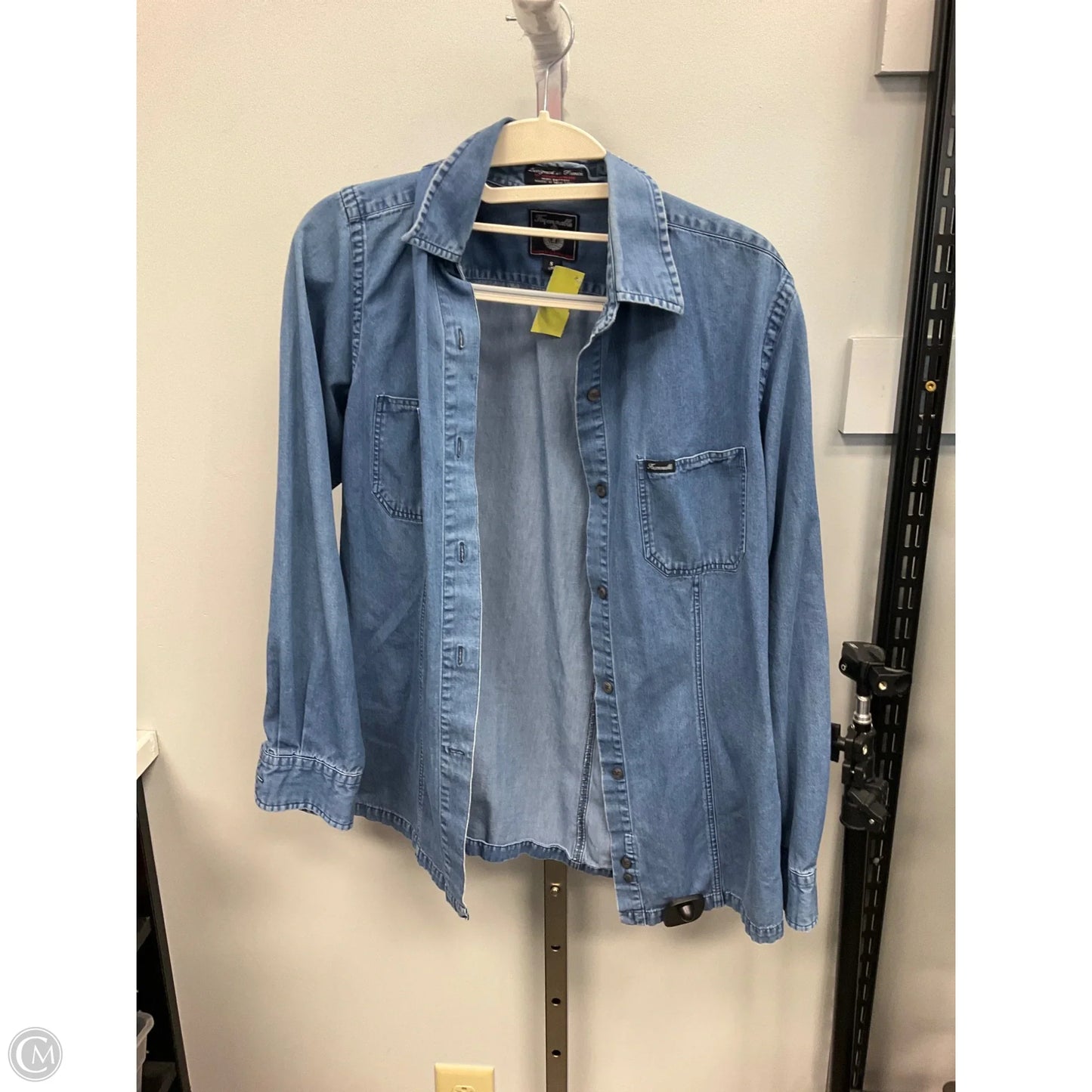 Top Long Sleeve Designer By Facconnable In Blue Denim, Size: S