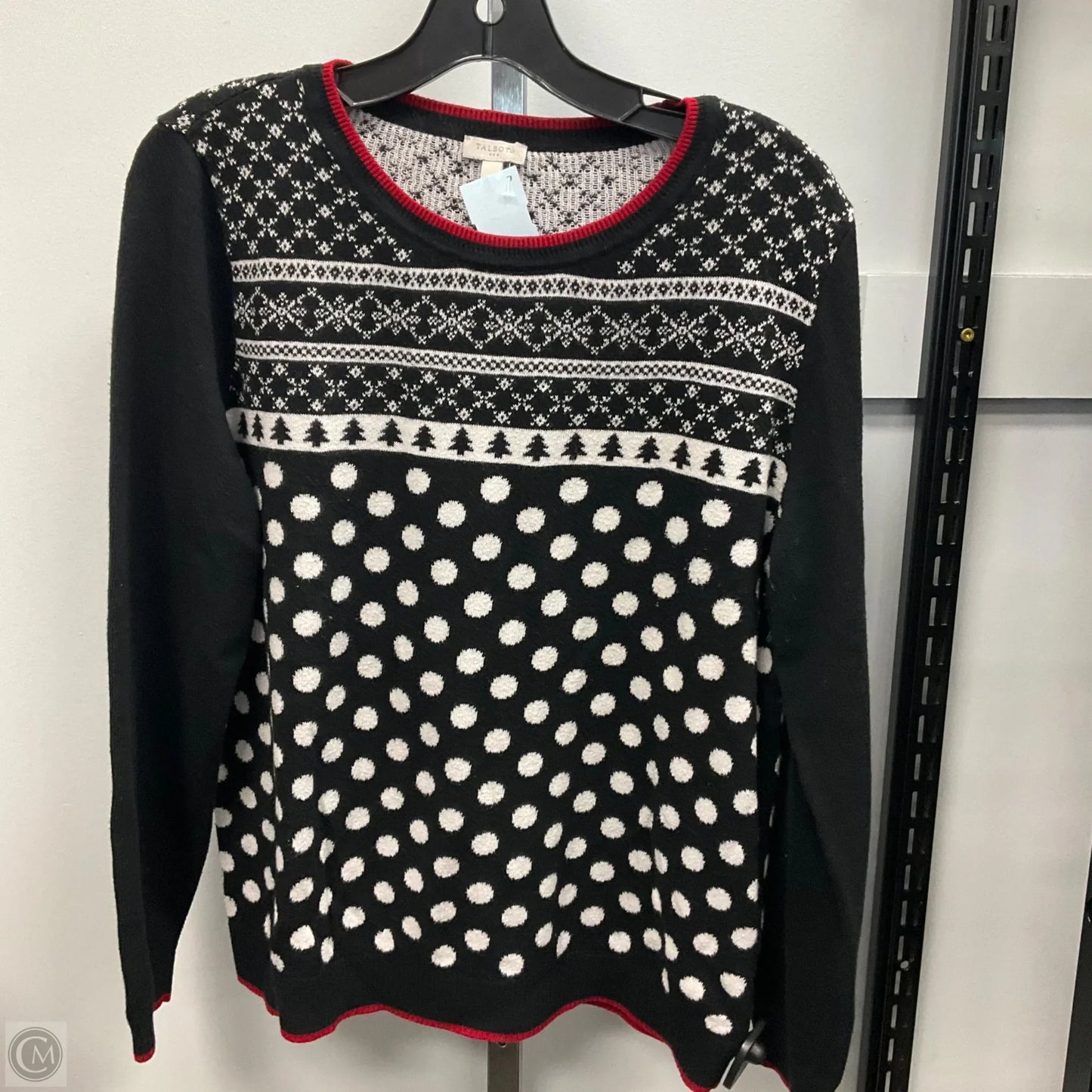 Sweater By Talbots In Black & White, Size: L