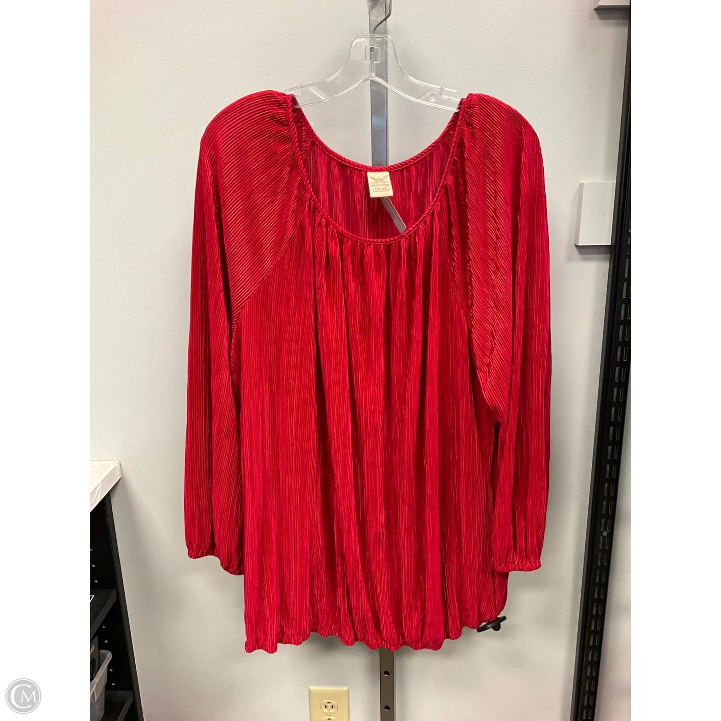 Top Long Sleeve By Faded Glory In Red, Size: 2x