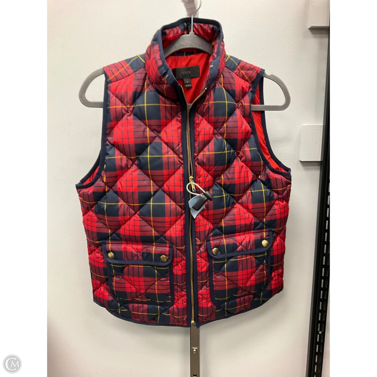 Vest Puffer & Quilted By J. Crew In Plaid Pattern, Size: S