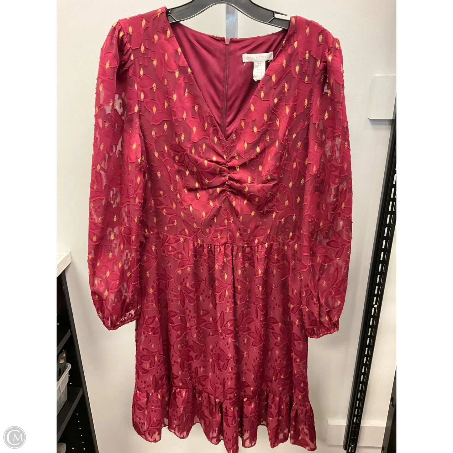 Dress Party Short By London Times In Gold & Red, Size: 12