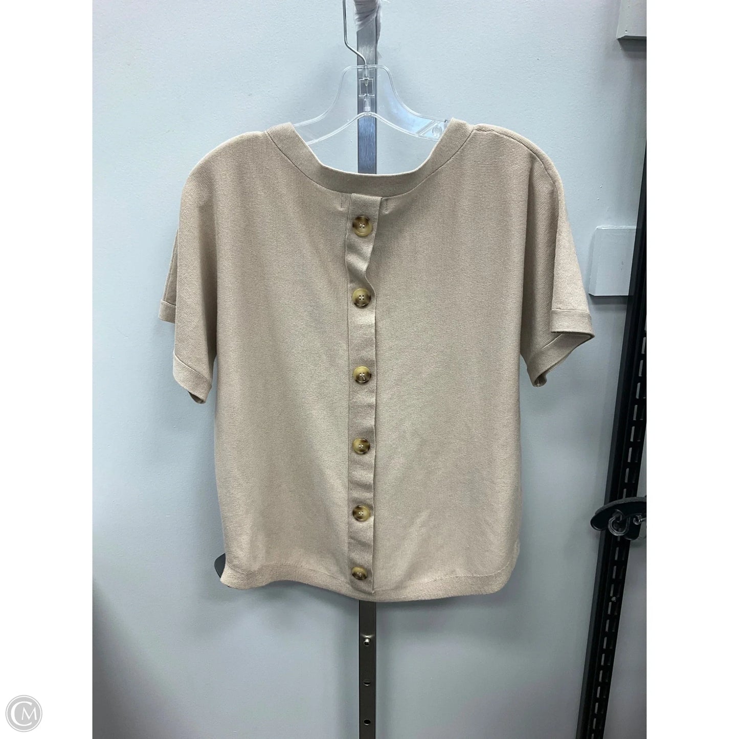 Top Short Sleeve By Melissa Paige In Cream, Size: Lp