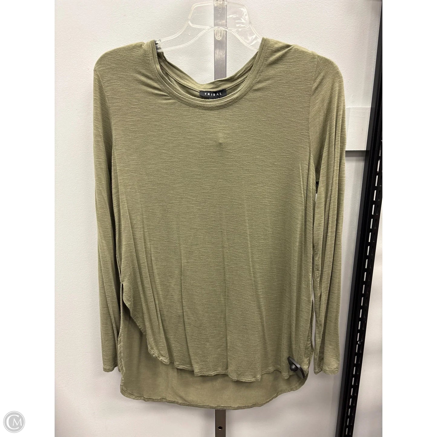 Top Long Sleeve Basic By Tribal In Green, Size: M
