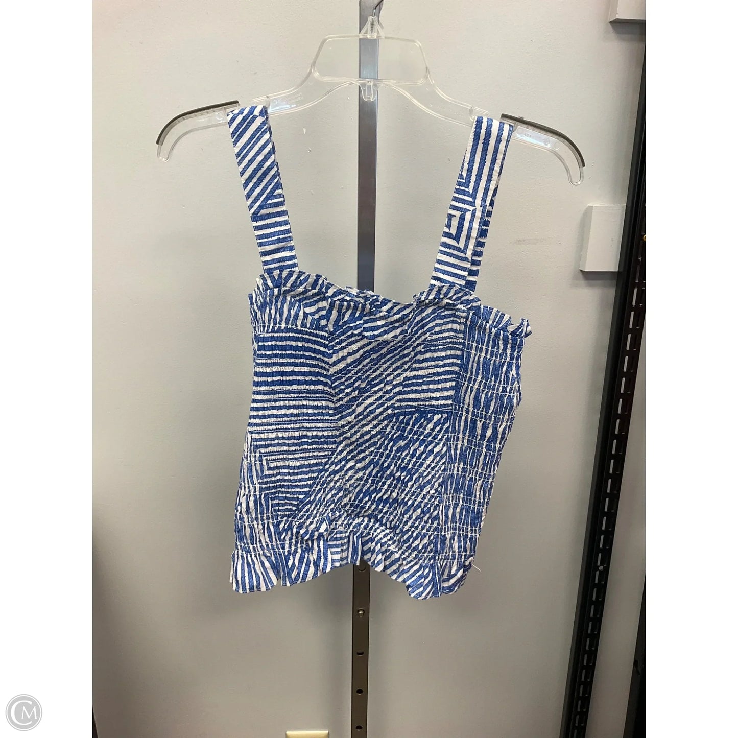 Top Sleeveless By Fatface In Blue & White, Size: 10