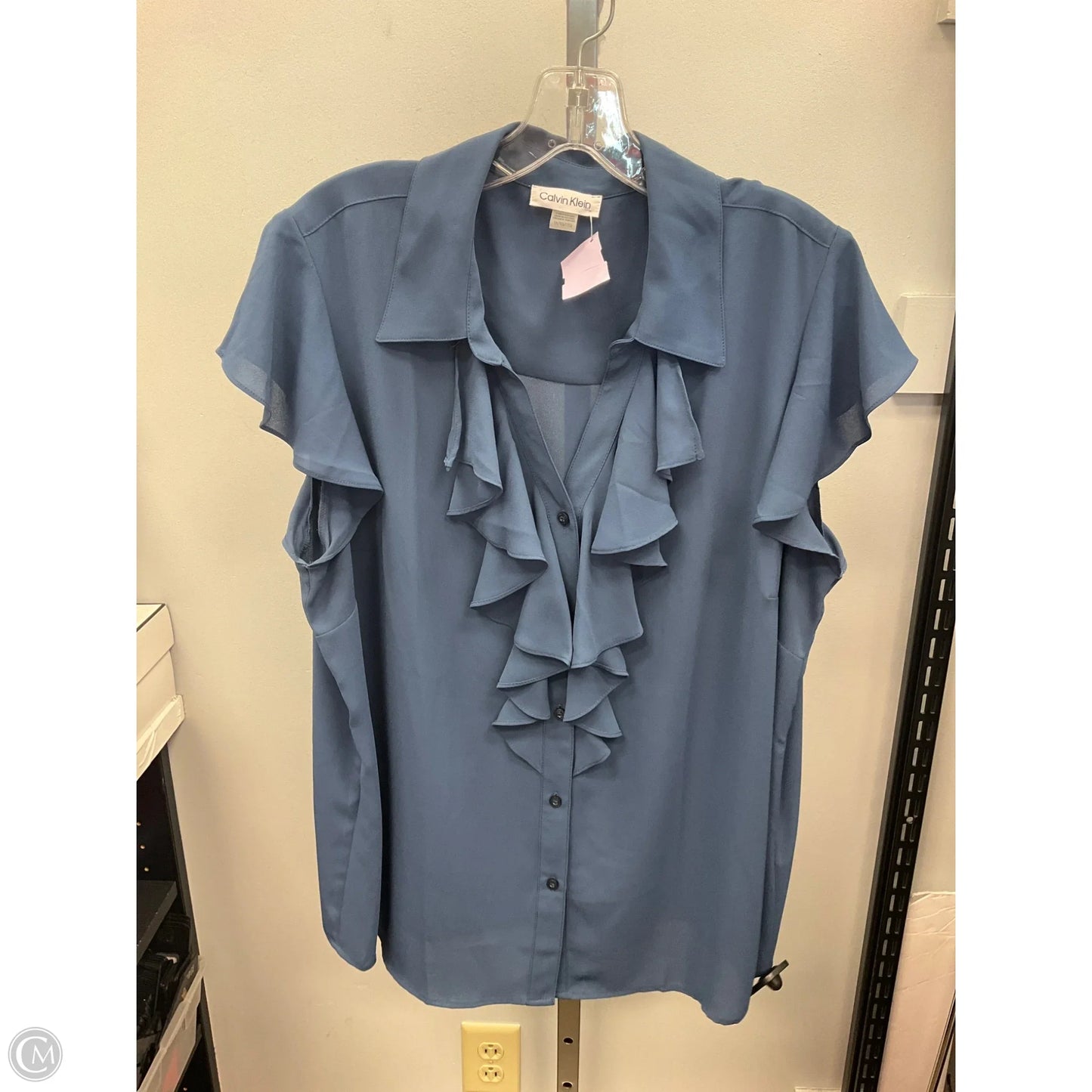 Top Short Sleeve By Calvin Klein In Blue, Size: 1x