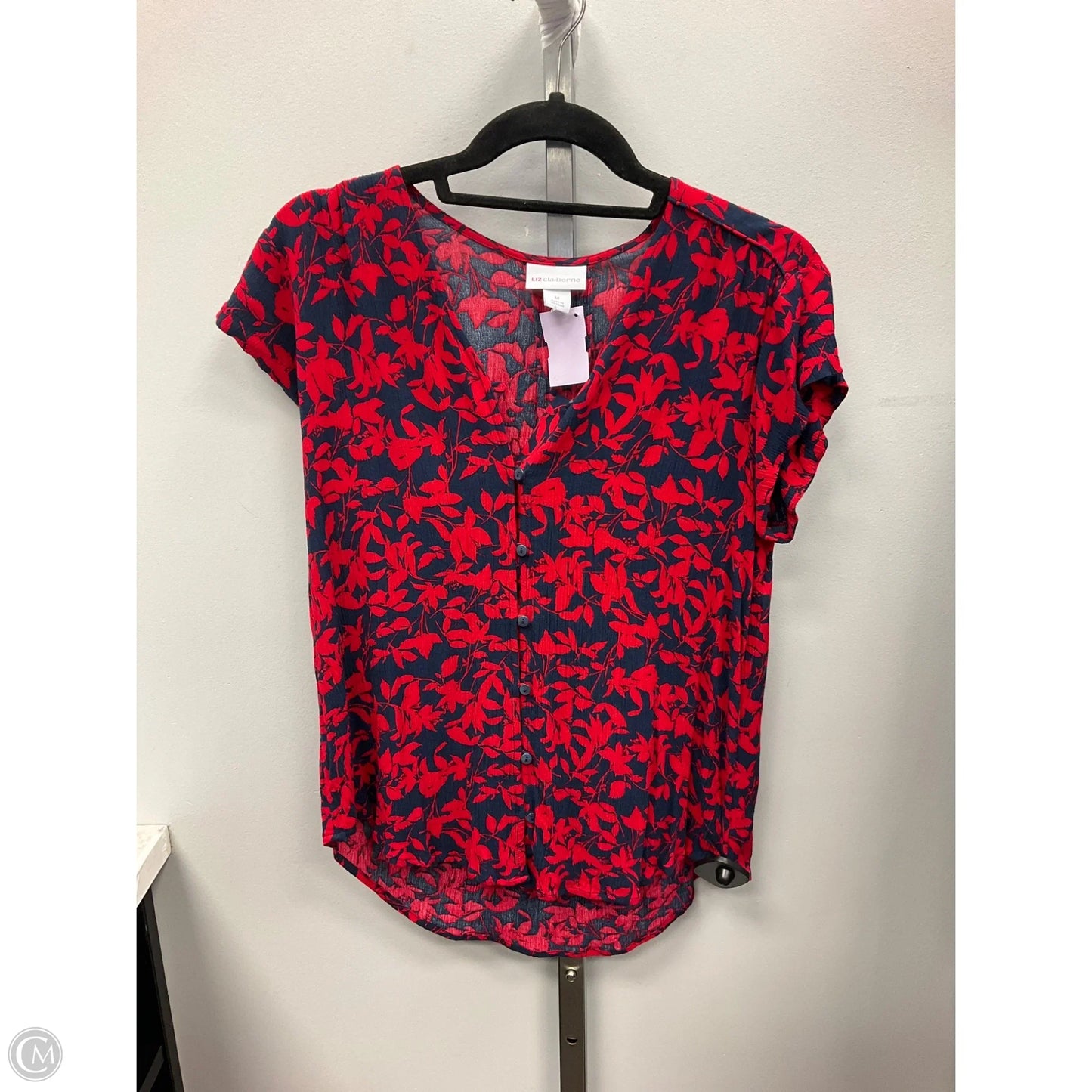 Top Short Sleeve By Liz Claiborne In Blue & Red, Size: M