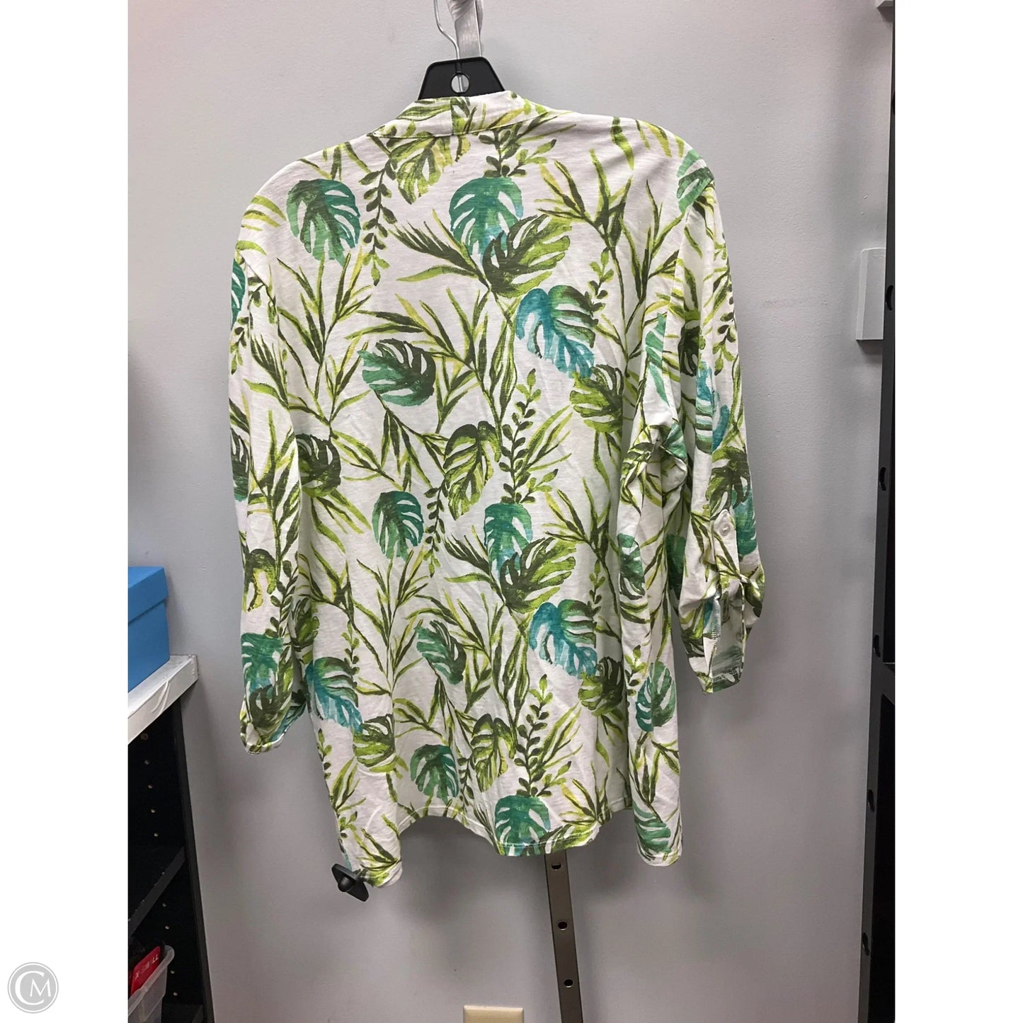 Cardigan By Chicos In Tropical Print, Size: L