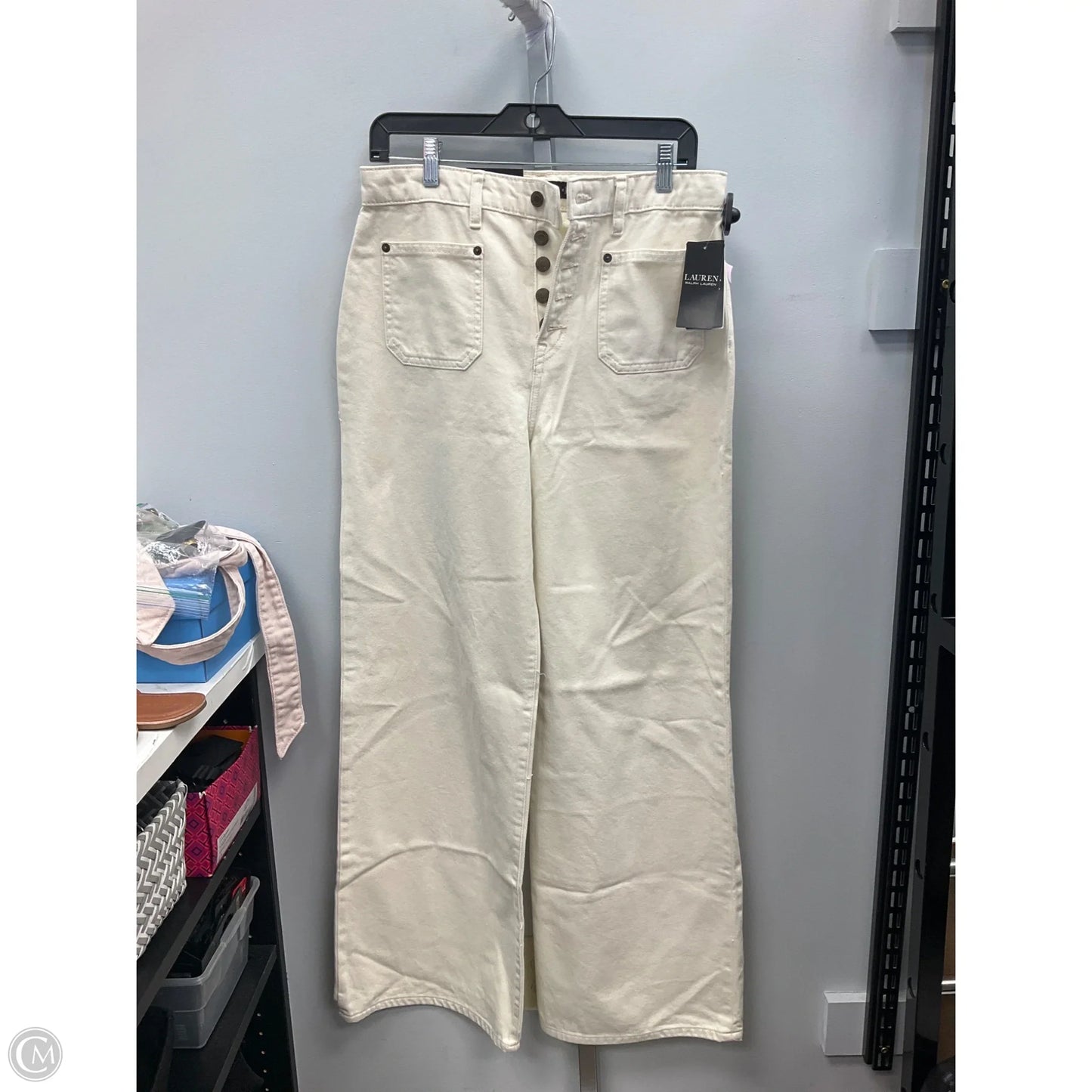 Jeans Wide Leg By Lauren By Ralph Lauren In Cream Denim, Size: 8