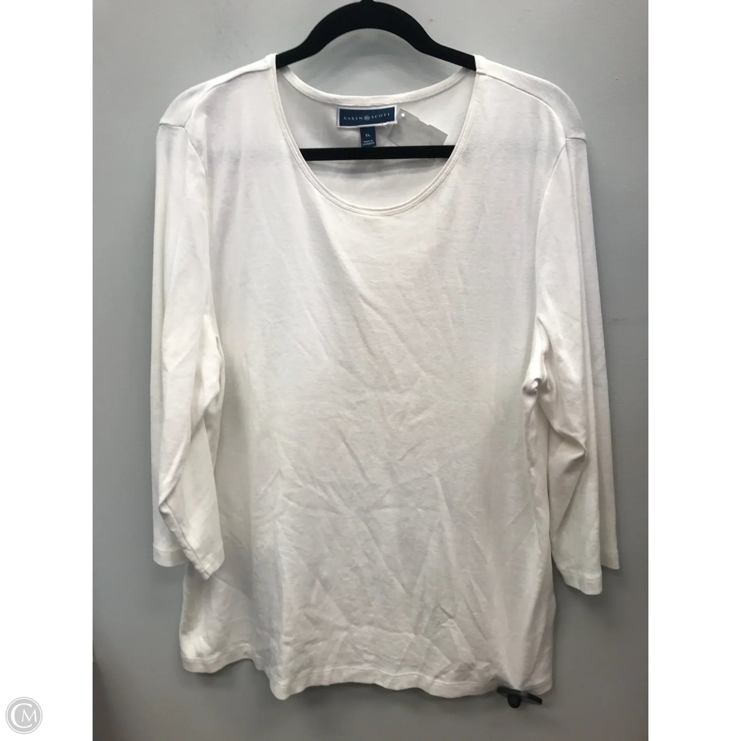 Top 3/4 Sleeve By Karen Scott In White, Size: Xl