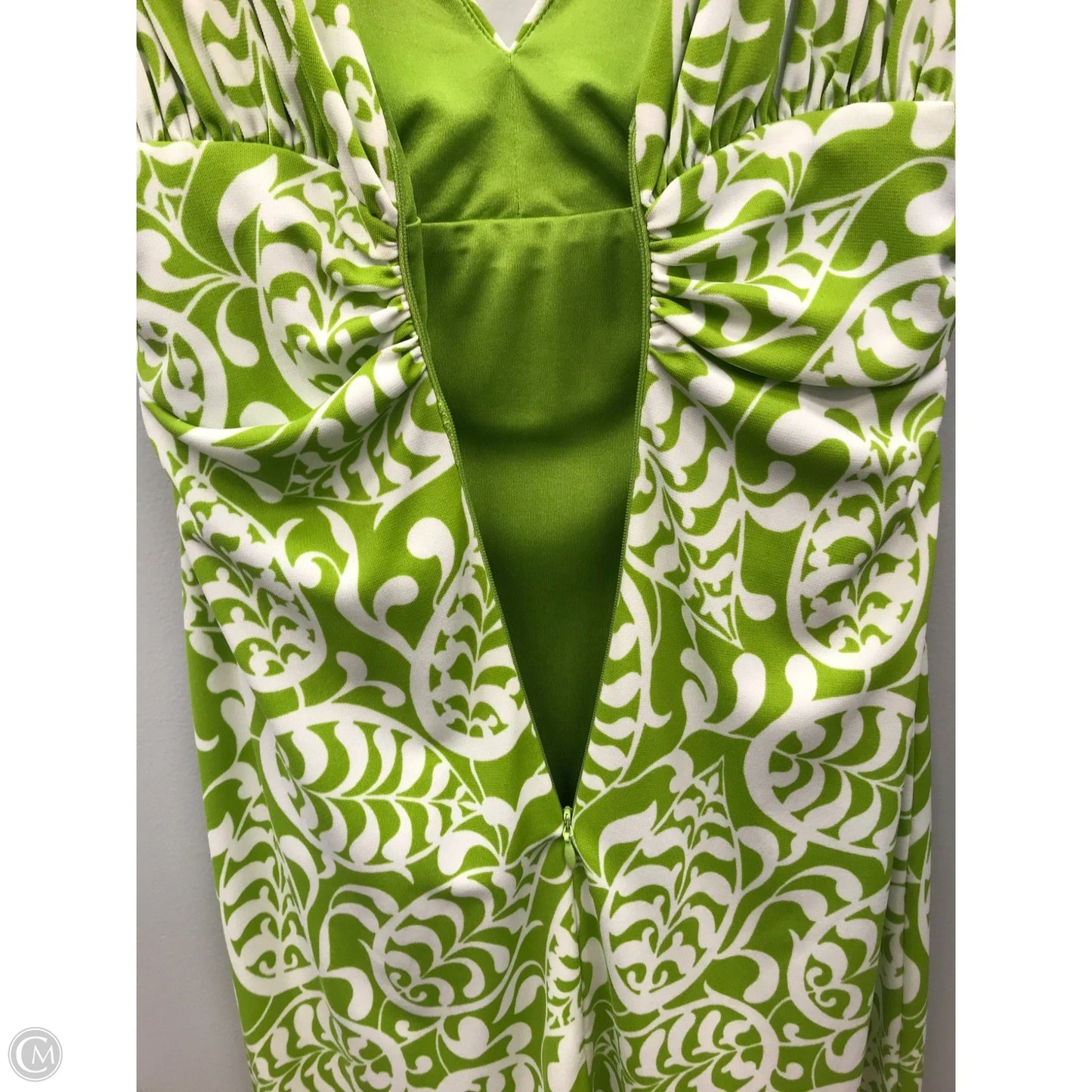 Dress Casual Midi By David Meister In Green & White, Size: 4