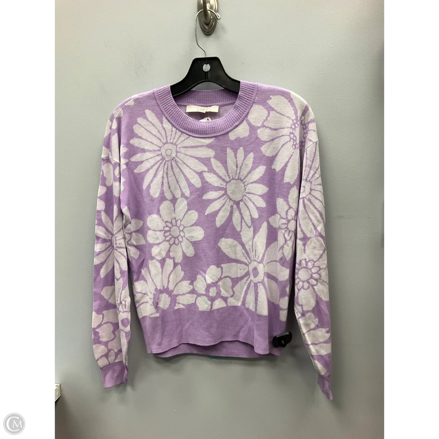 Top Long Sleeve By Loft In Purple & White, Size: Xs