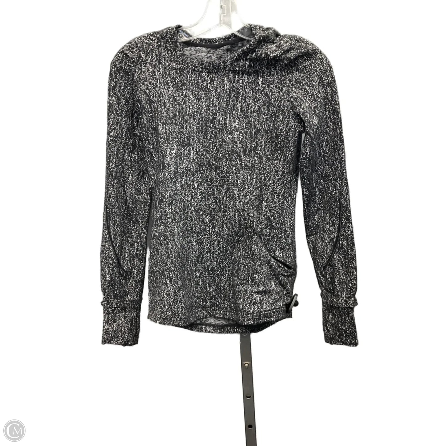 Athletic Top Long Sleeve Collar By Lululemon In Black & White, Size: 2