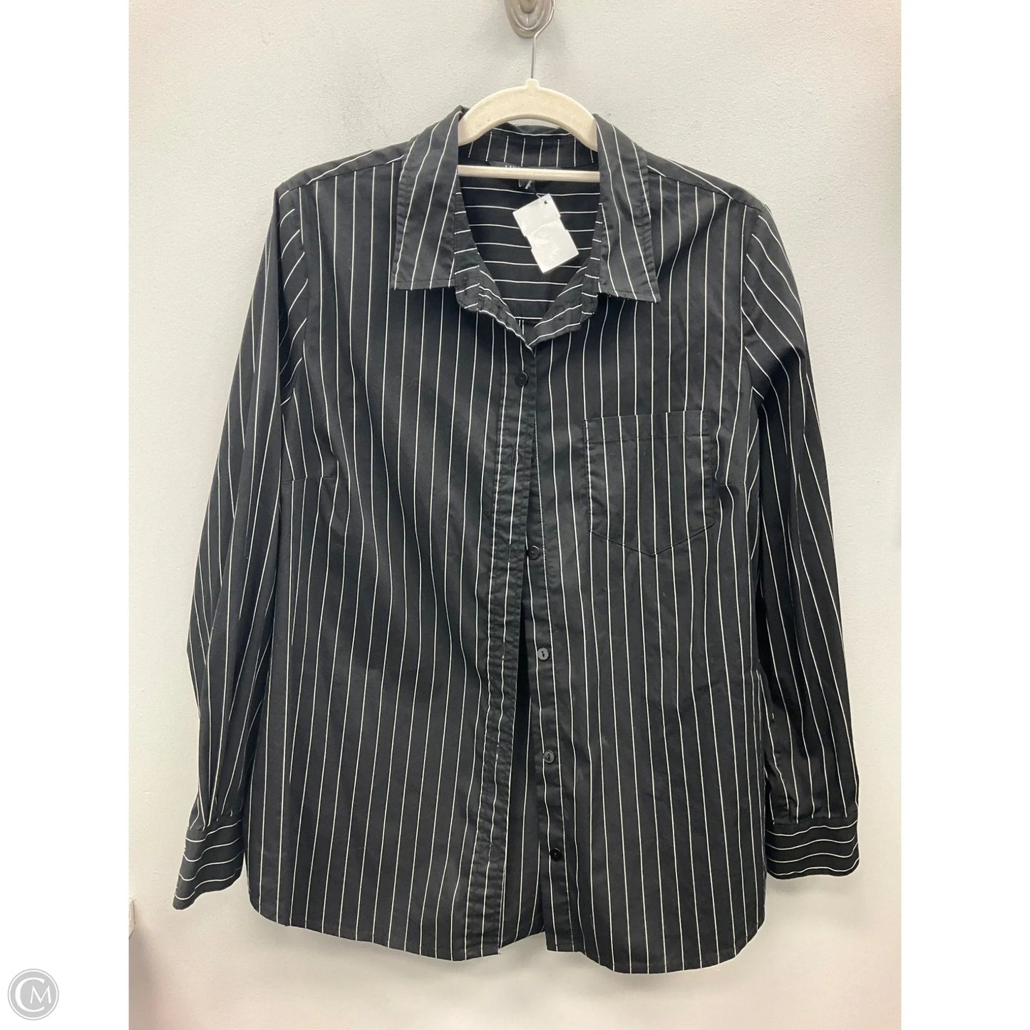 Top Long Sleeve By Liverpool In Black & White, Size: L