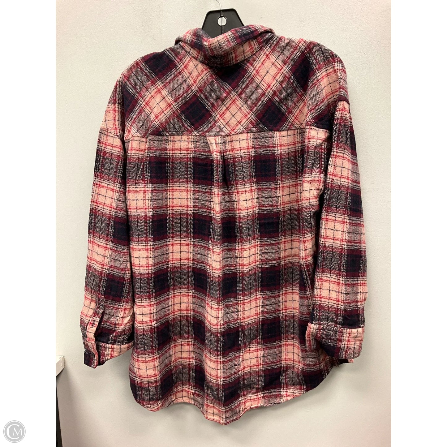 Top Long Sleeve By Bp In Plaid Pattern, Size: M